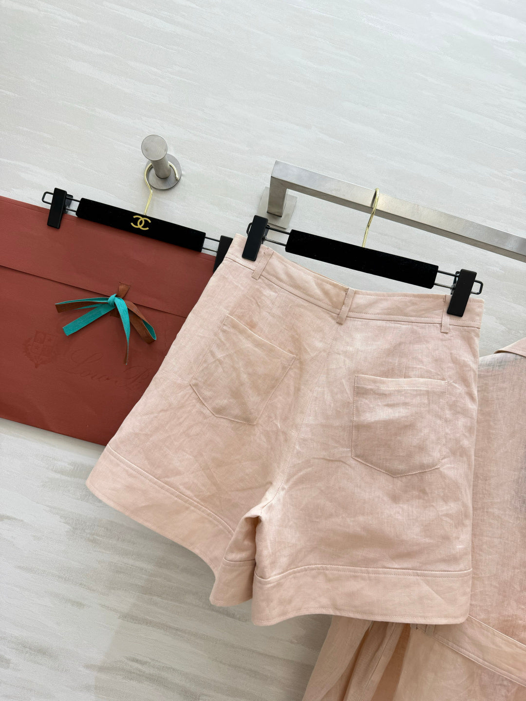 Belted Linen Jacket and Shorts Set – Pure Linen Shirt-Jacket and High-Waisted A-Line Shorts