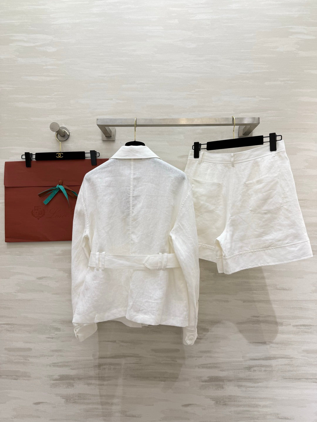 Belted Linen Jacket and Shorts Set – Pure Linen Shirt-Jacket and High-Waisted A-Line Shorts