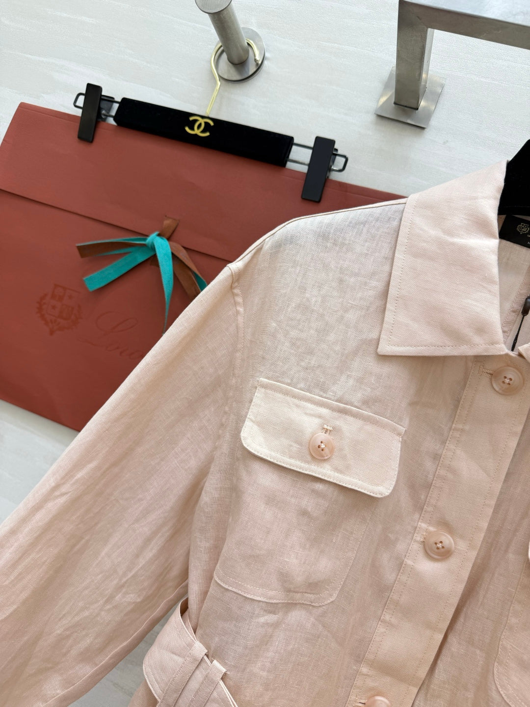 Belted Linen Jacket and Shorts Set – Pure Linen Shirt-Jacket and High-Waisted A-Line Shorts