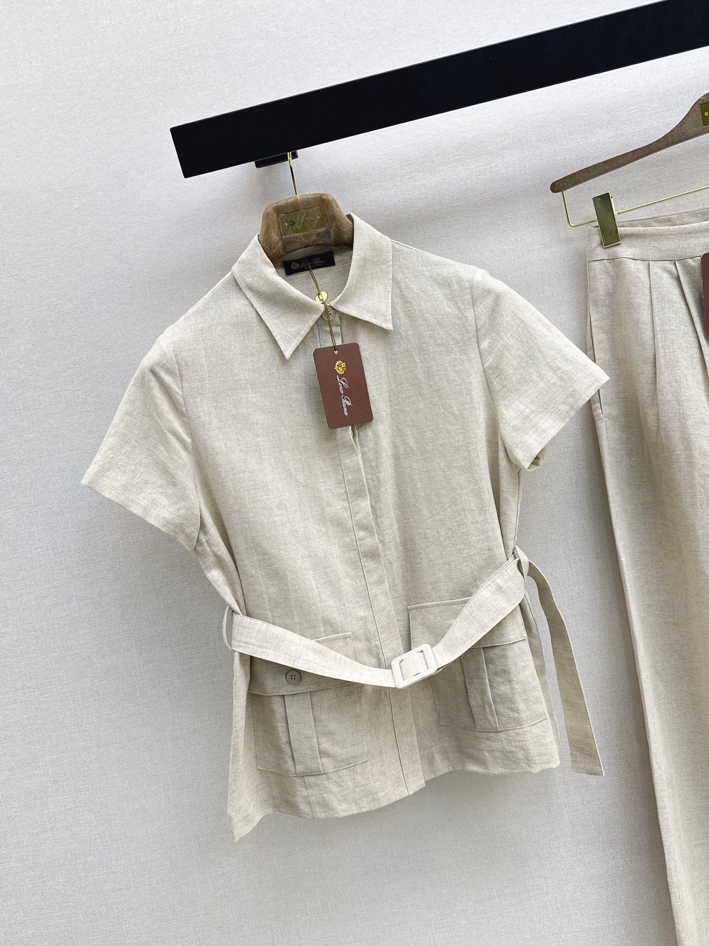 Jondal Linen Set – Raw Oatmeal-Beige Organic Italian Linen Shirt and Pleated Wide-Leg Trousers
