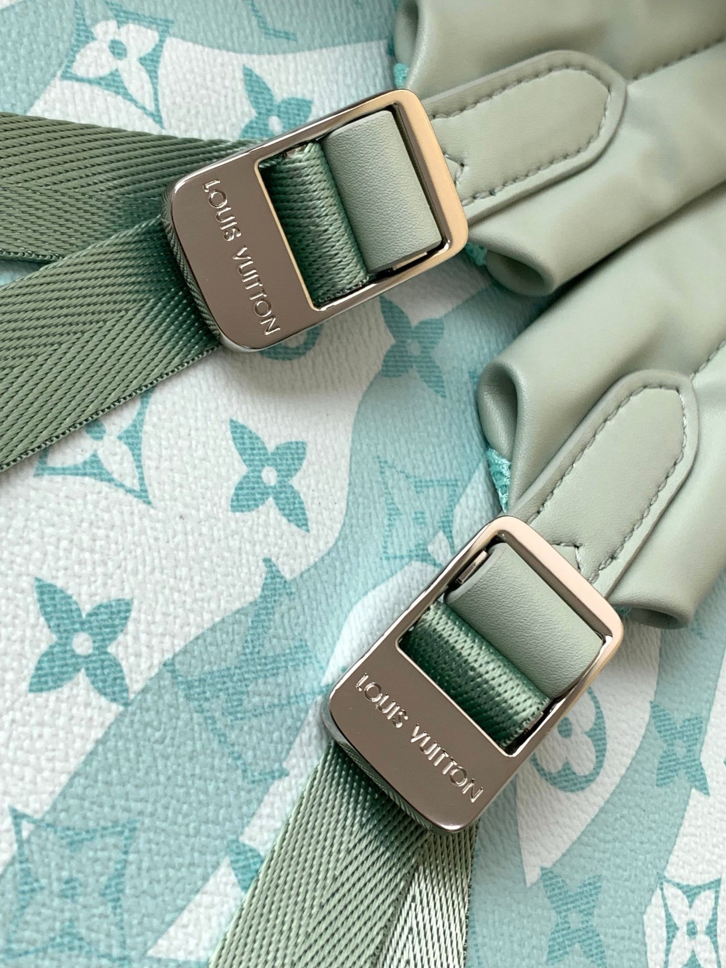 LV Discovery Monogram Aqua Garden Backpack – Mint Green & Seafoam Coated Rucksack