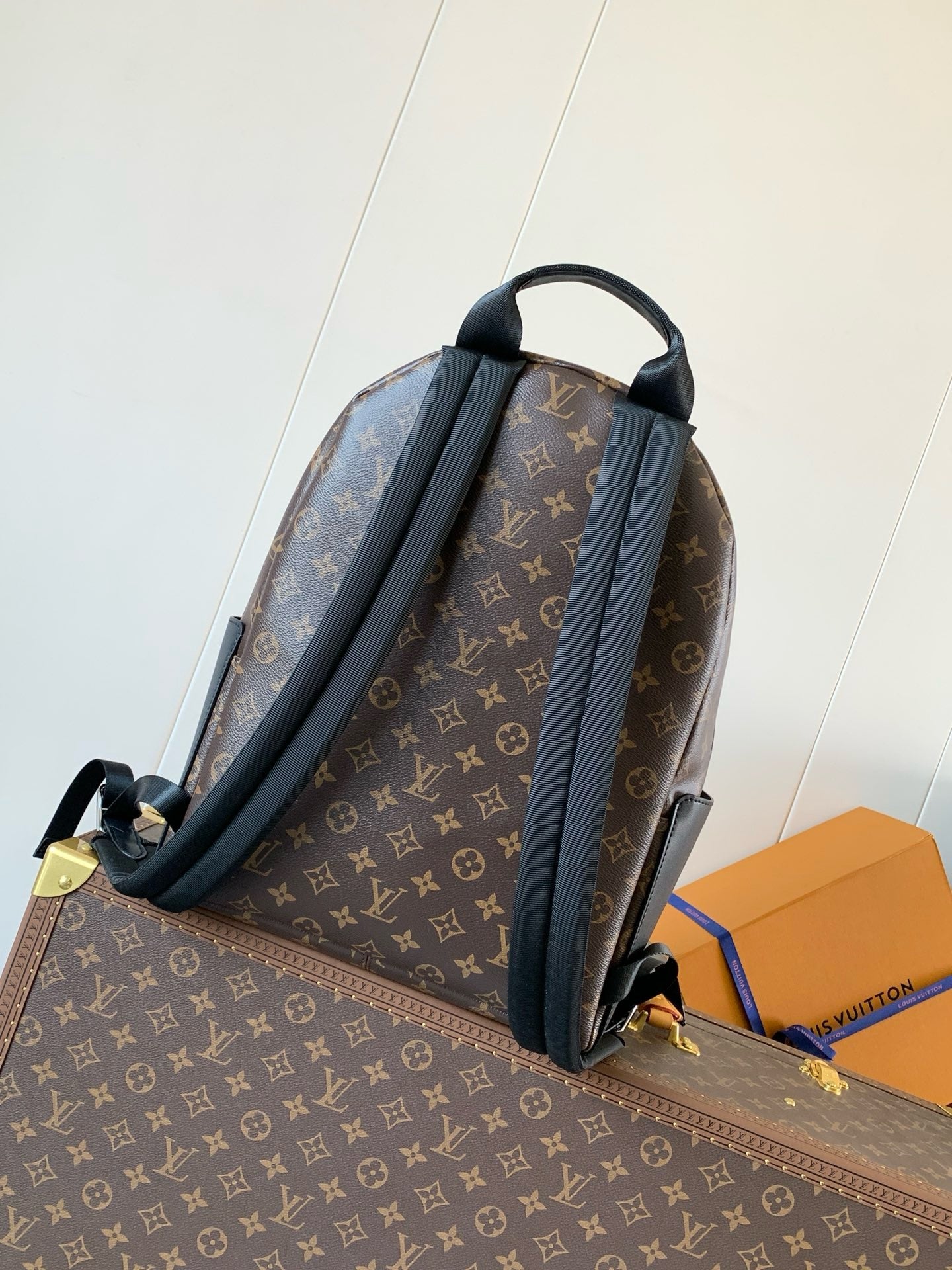 LV Josh Backpack – Monogram Macassar Cognac Brown Coated Canvas Dome Rucksack