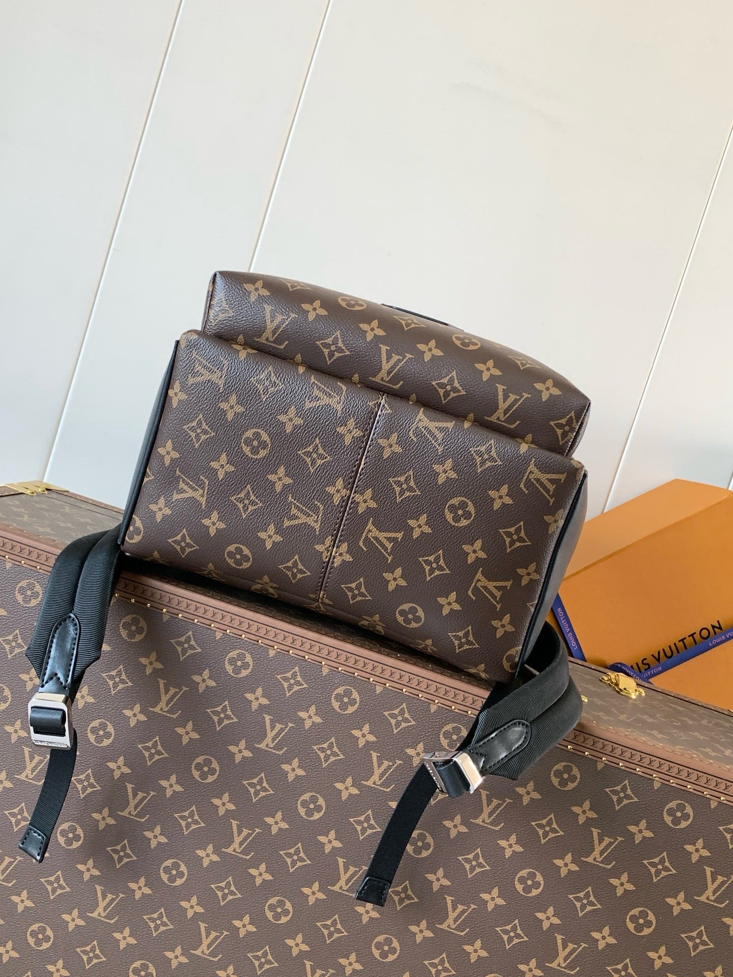 LV Josh Backpack – Monogram Macassar Cognac Brown Coated Canvas Dome Rucksack