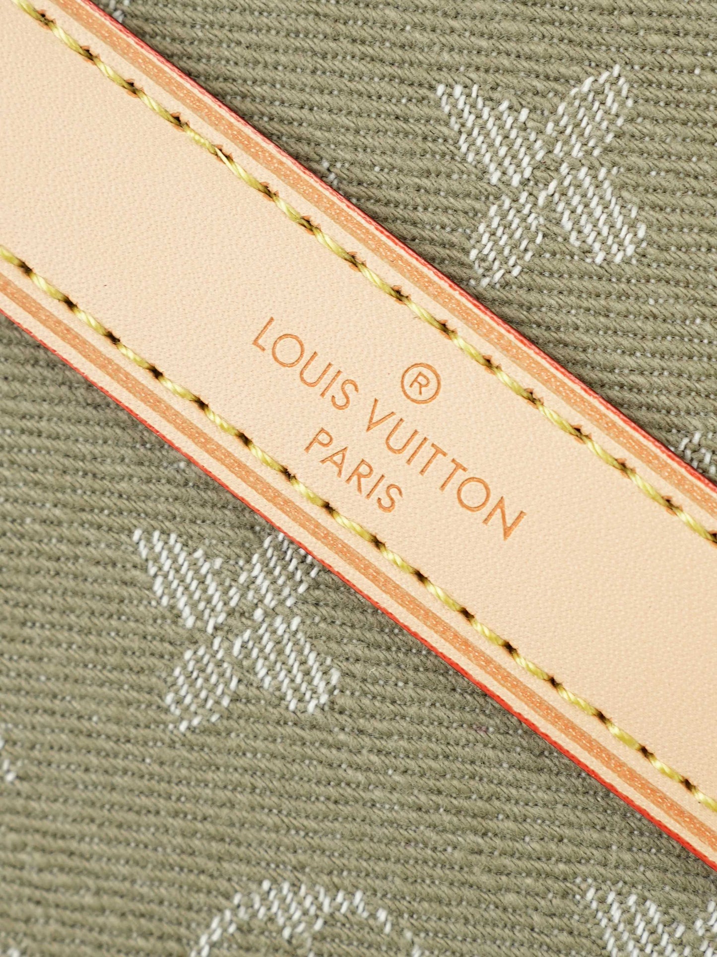 LV Monogram Denim Keepall 45 – Stone-Washed Olive Organic Cotton with Heritage Vachetta