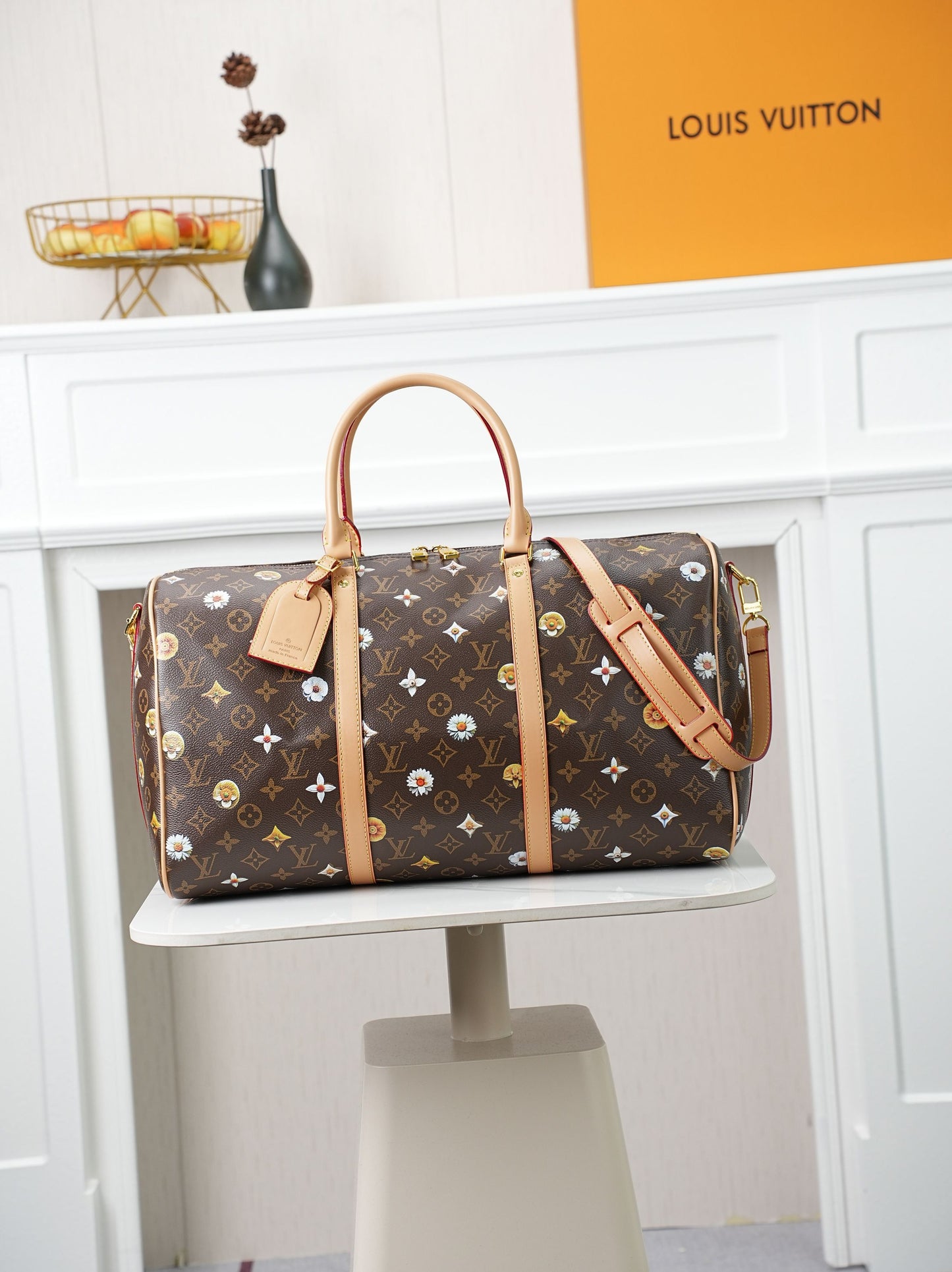 LV x Takashi Murakami Keepall 45 – Flower Monogram Re-edition with Natural Vachetta