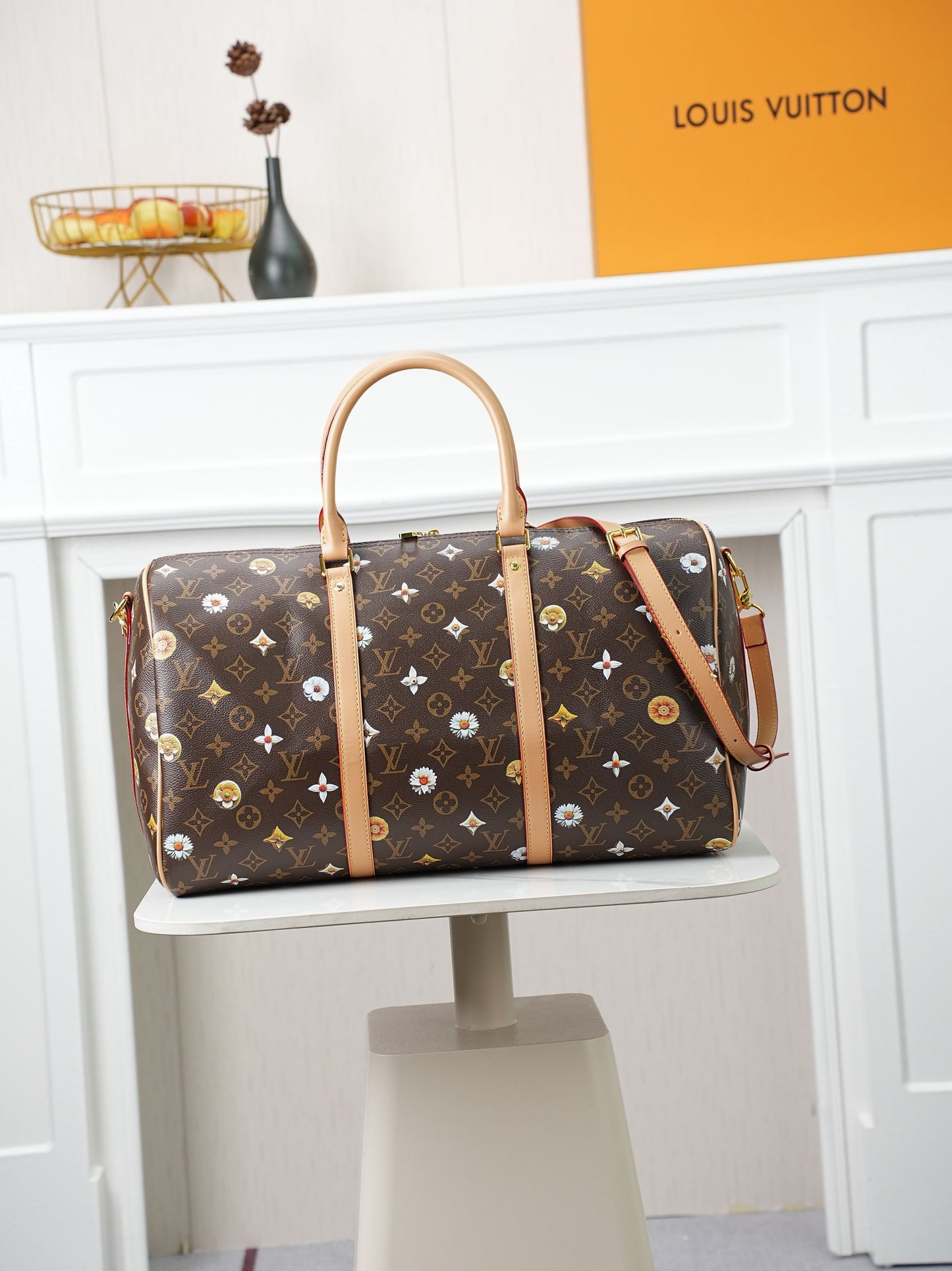 LV x Takashi Murakami Keepall 45 – Flower Monogram Re-edition with Natural Vachetta