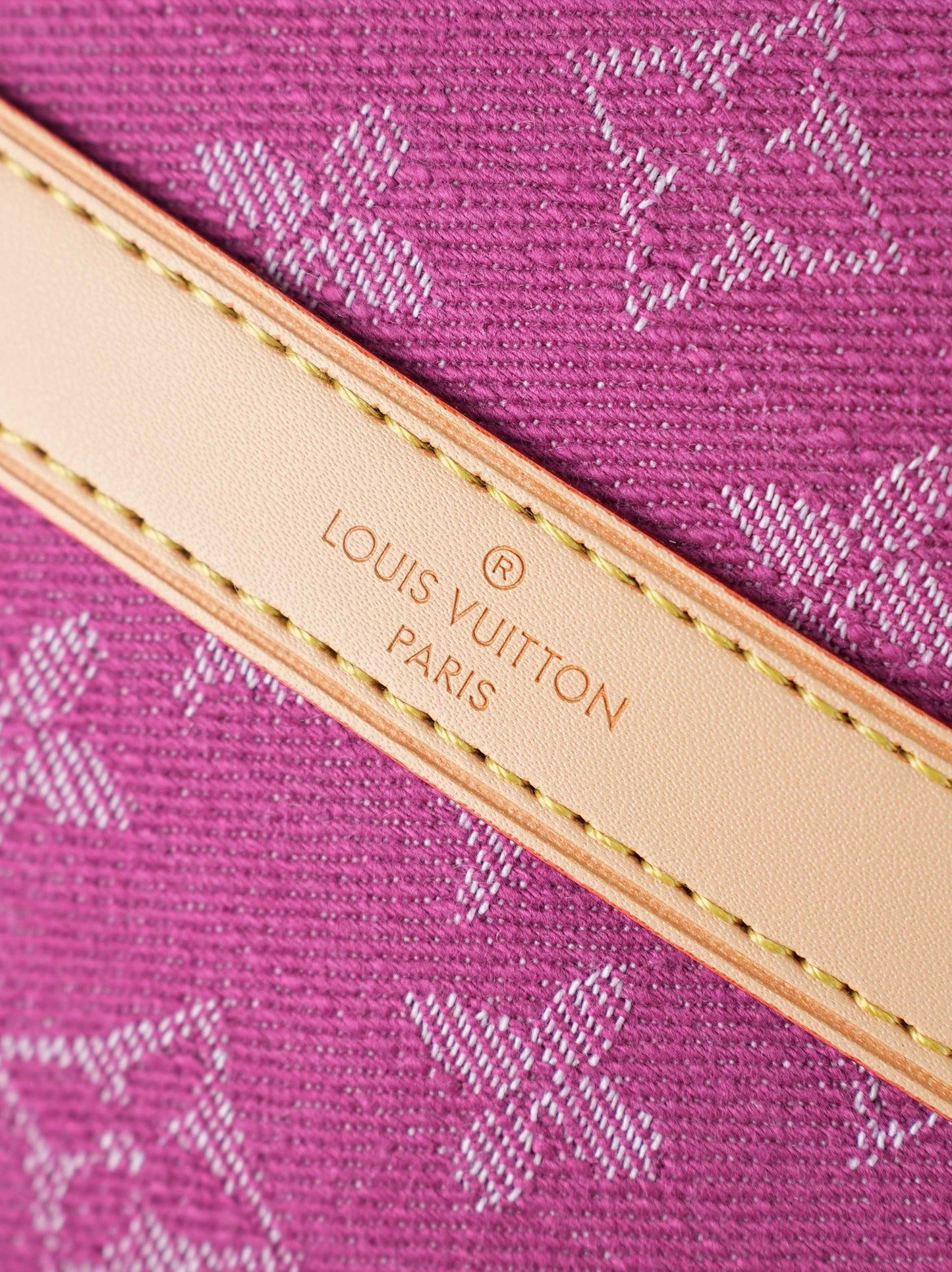 LV Monogram Denim Keepall 45 – Stone-Washed Pink Jacquard Denim with Heritage Vachetta