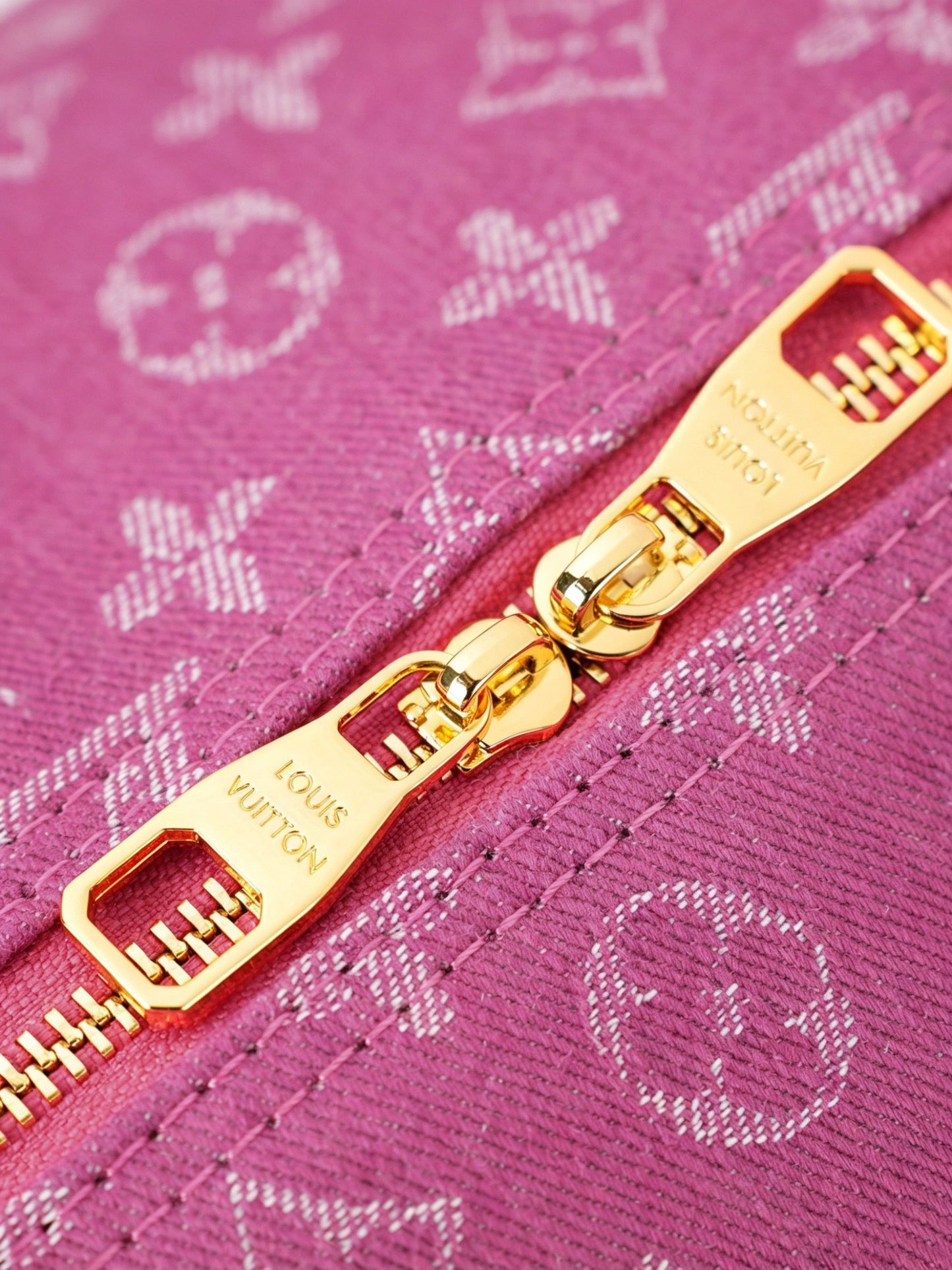LV Monogram Denim Keepall 45 – Stone-Washed Pink Jacquard Denim with Heritage Vachetta