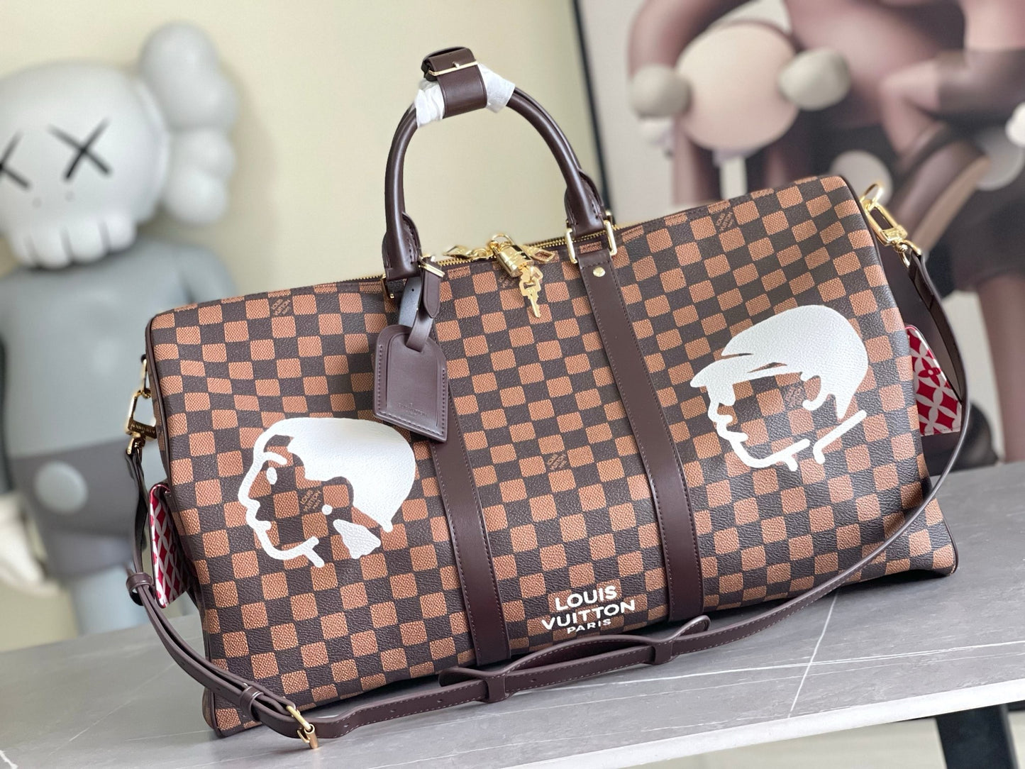 LV Keepall Bandoulière 50 Duffle Bag – Classic Brown Checkerboard Coated Canvas Weekender