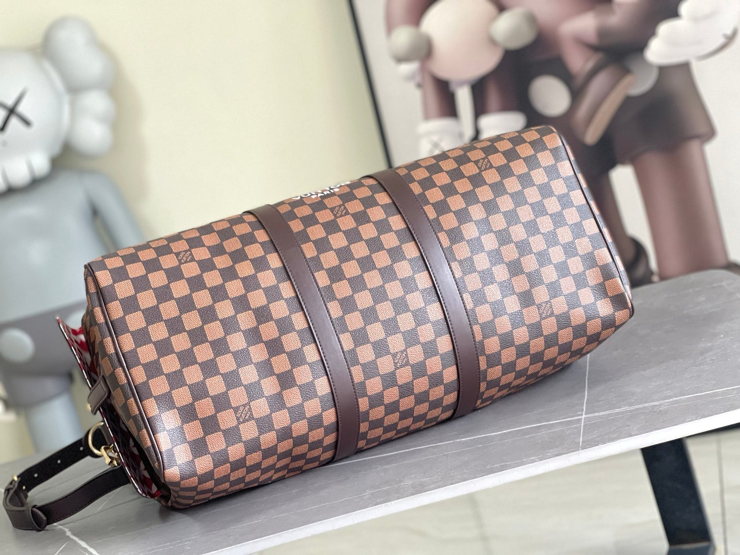 LV Keepall Bandoulière 50 Duffle Bag – Classic Brown Checkerboard Coated Canvas Weekender