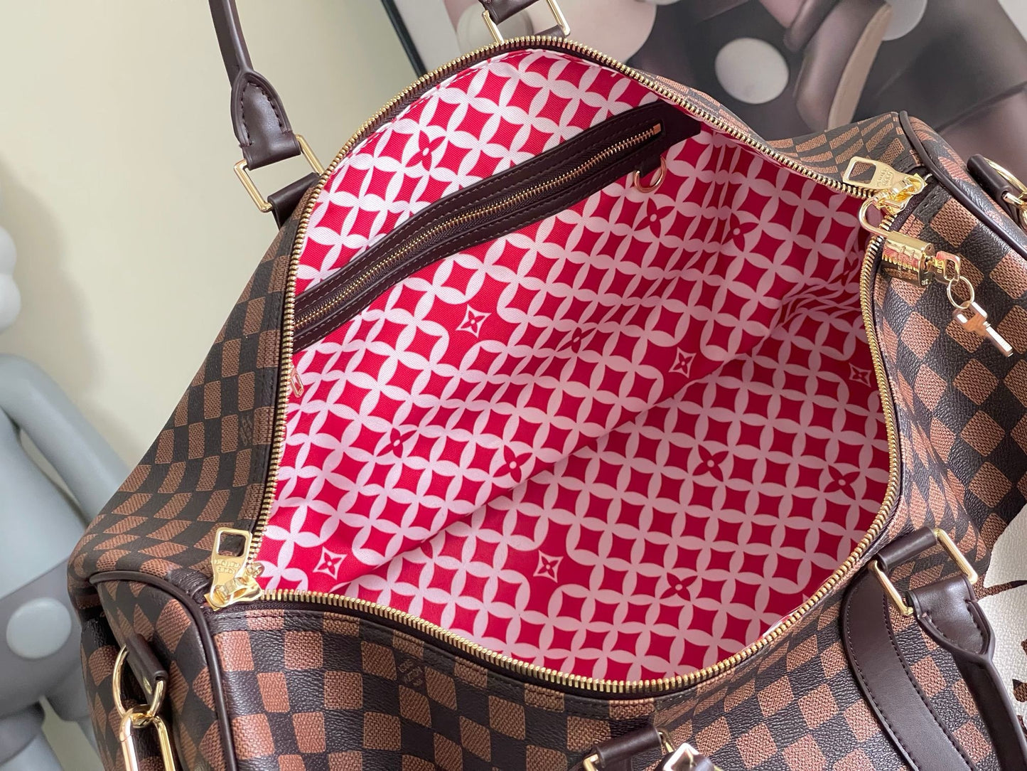 LV Keepall Bandoulière 50 Duffle Bag – Classic Brown Checkerboard Coated Canvas Weekender