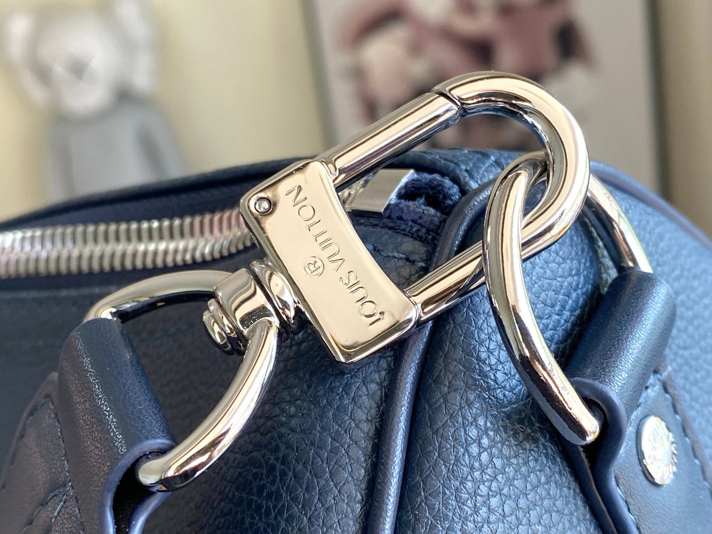 LV Keepall Bandoulière 50 LV Aerogram Blue Duffle Bag – Grained Calf Leather Weekender