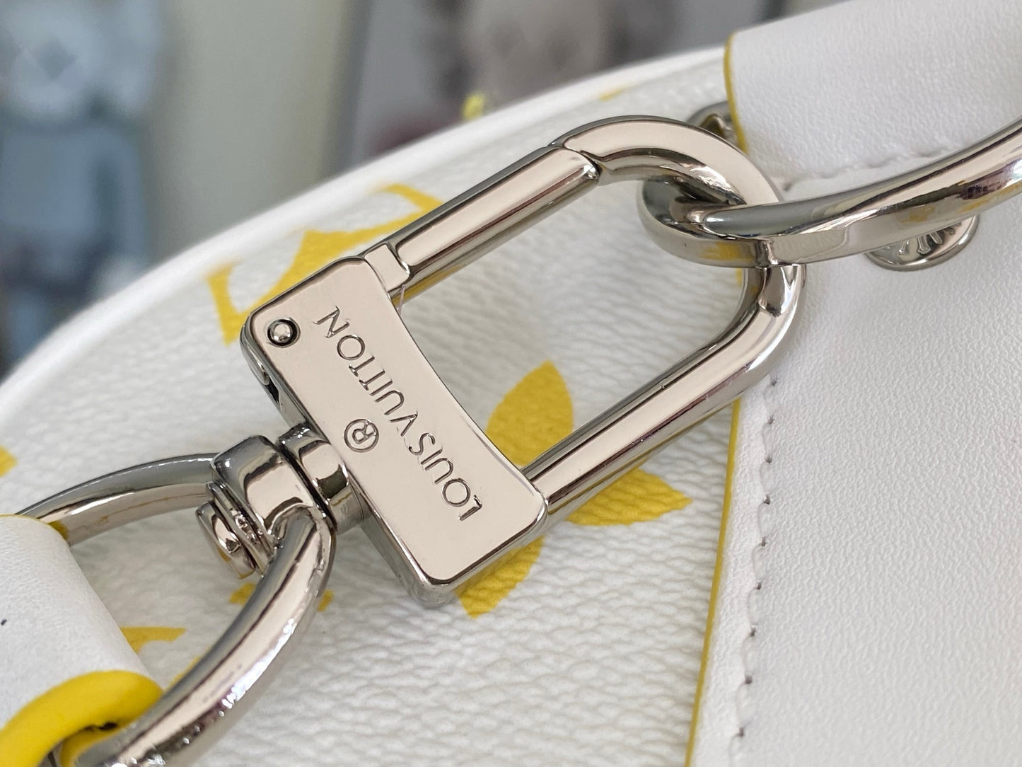 LV Keepall Bandoulière 50 Monogram White and Yellow Duffle Bag – Textured Canvas Weekender