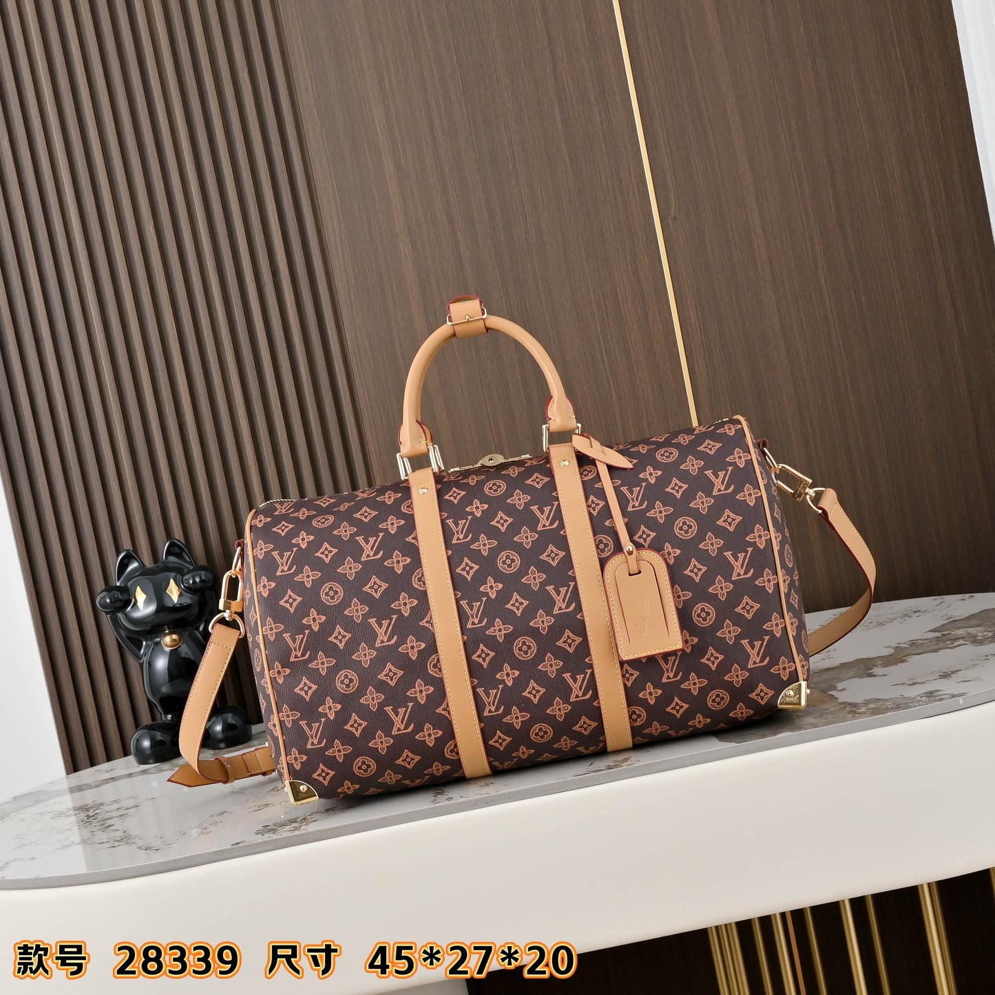 LV Keepall Bandoulière 45 – Monogram Canvas with Gold-Finish Corner Architecture