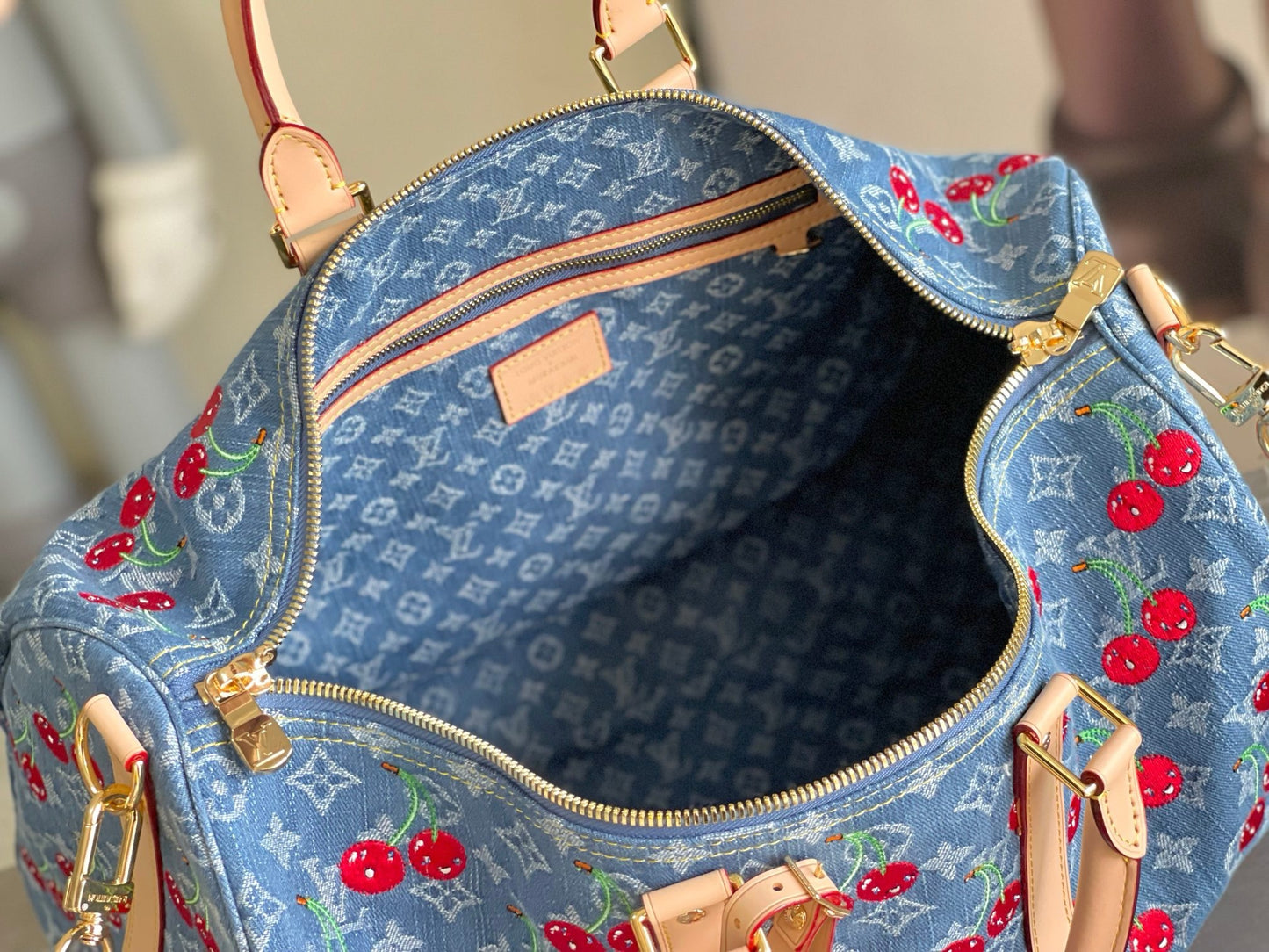 LV Keepall Bandoulière 50– Vintage Stone-Washed Blue Monogram Denim Travel Duffel