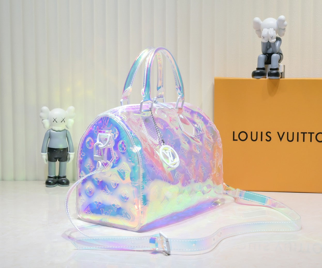 Louis Vuitton Monogram Prism Keepall Bandouliere 50 – Holographic PVC with Clear Resin Chain
