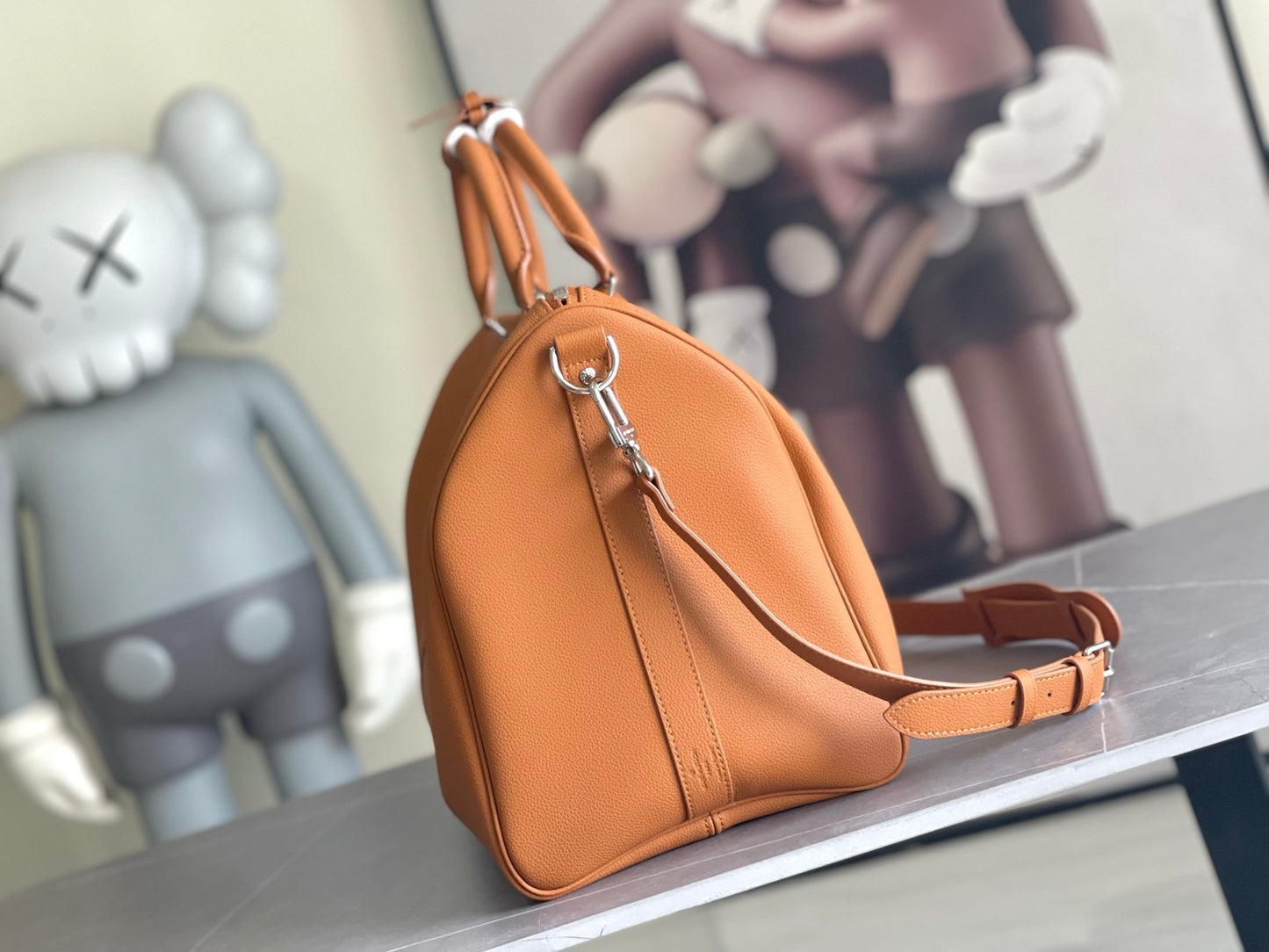 Louis Vuitton Keepall Bandoulière 50 – Sun-Baked Camel Taurillon Pebbled Leather Travel Duffel