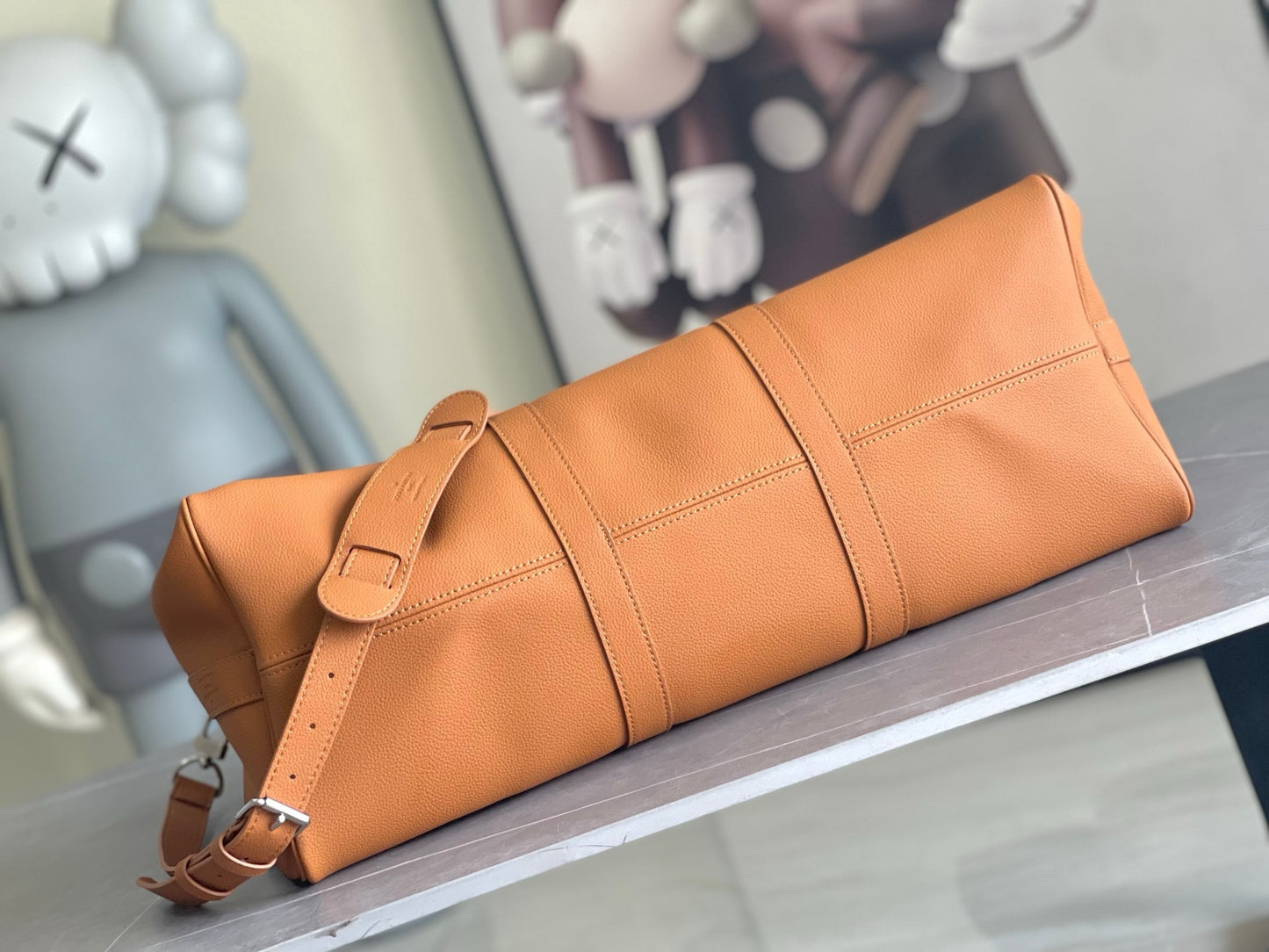 Louis Vuitton Keepall Bandoulière 50 – Sun-Baked Camel Taurillon Pebbled Leather Travel Duffel