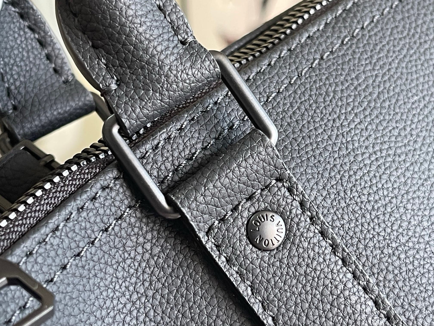 LV Keepall Bandoulière 50 – Midnight Black Taurillon Pebbled Leather Travel Duffel
