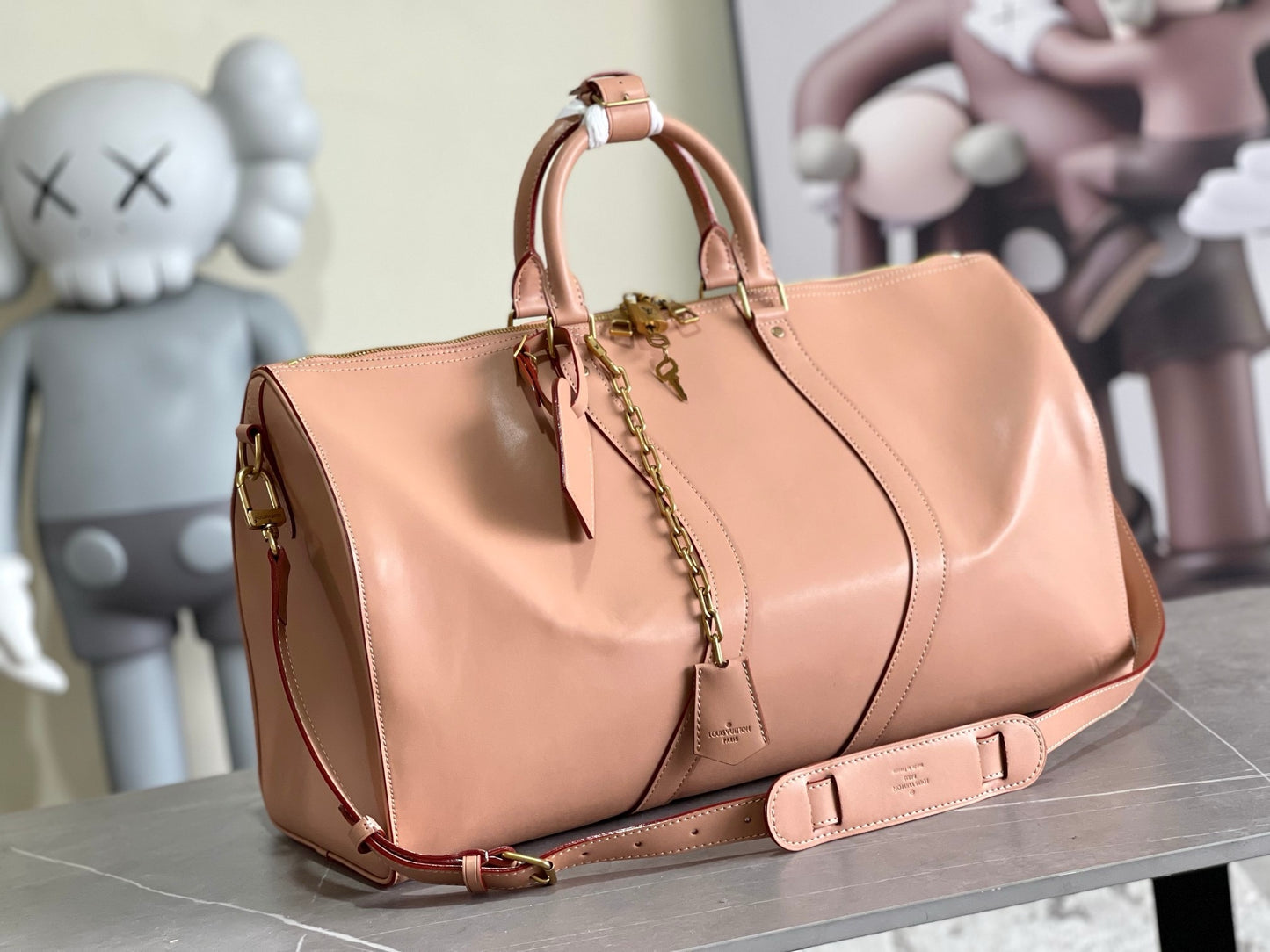 LV Keepall Bandoulière 50 Natural Vachetta Leather Duffle Bag – Raw Cowhide Weekender