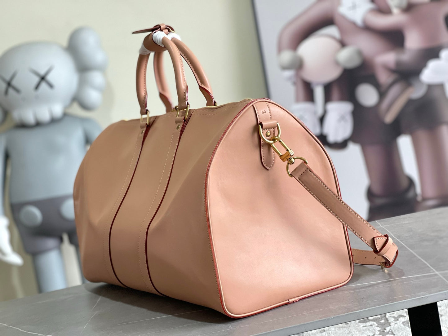 LV Keepall Bandoulière 50 Natural Vachetta Leather Duffle Bag – Raw Cowhide Weekender