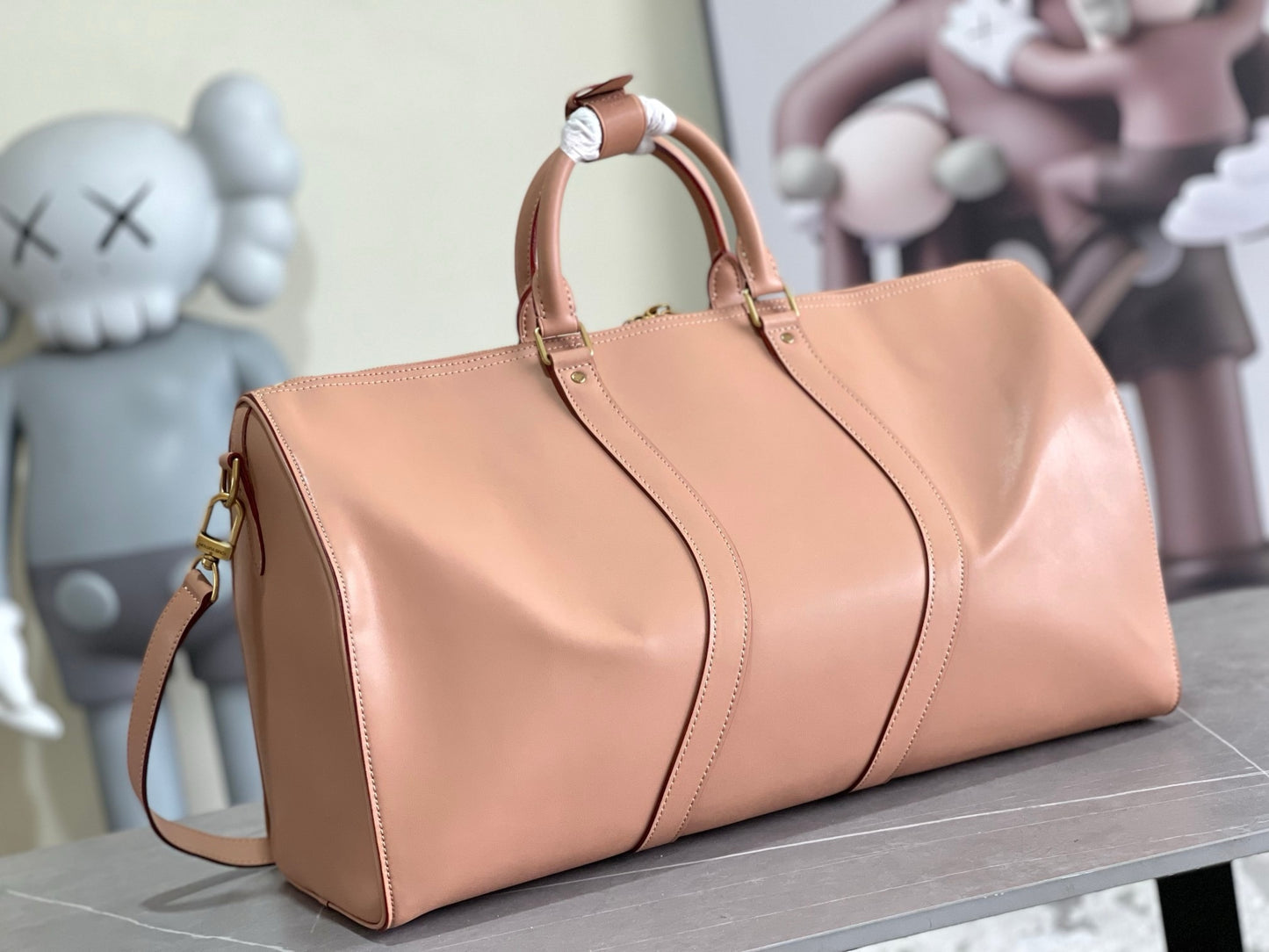 LV Keepall Bandoulière 50 Natural Vachetta Leather Duffle Bag – Raw Cowhide Weekender