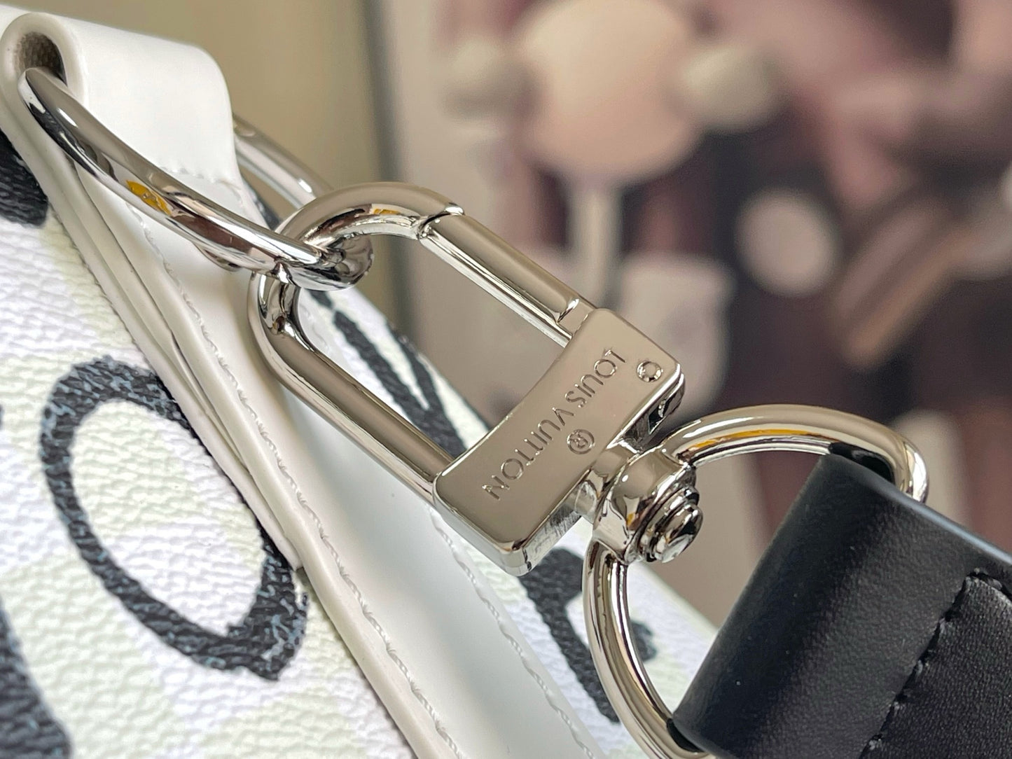 LV Keepall Bandoulière Optic White Coated Canvas Weekender with Ink-Black Brushstroke Typography