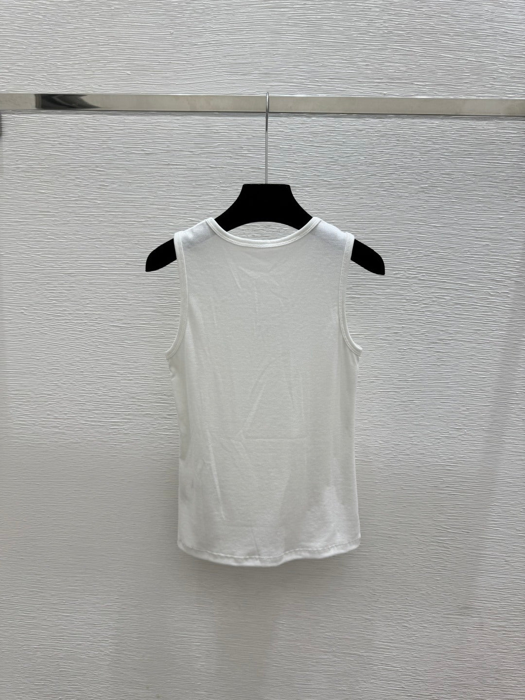 LV Tone-on-Tone Embroidered Ribbed Tank Top – Optic Cotton-Blend Micro-Rib Racerback
