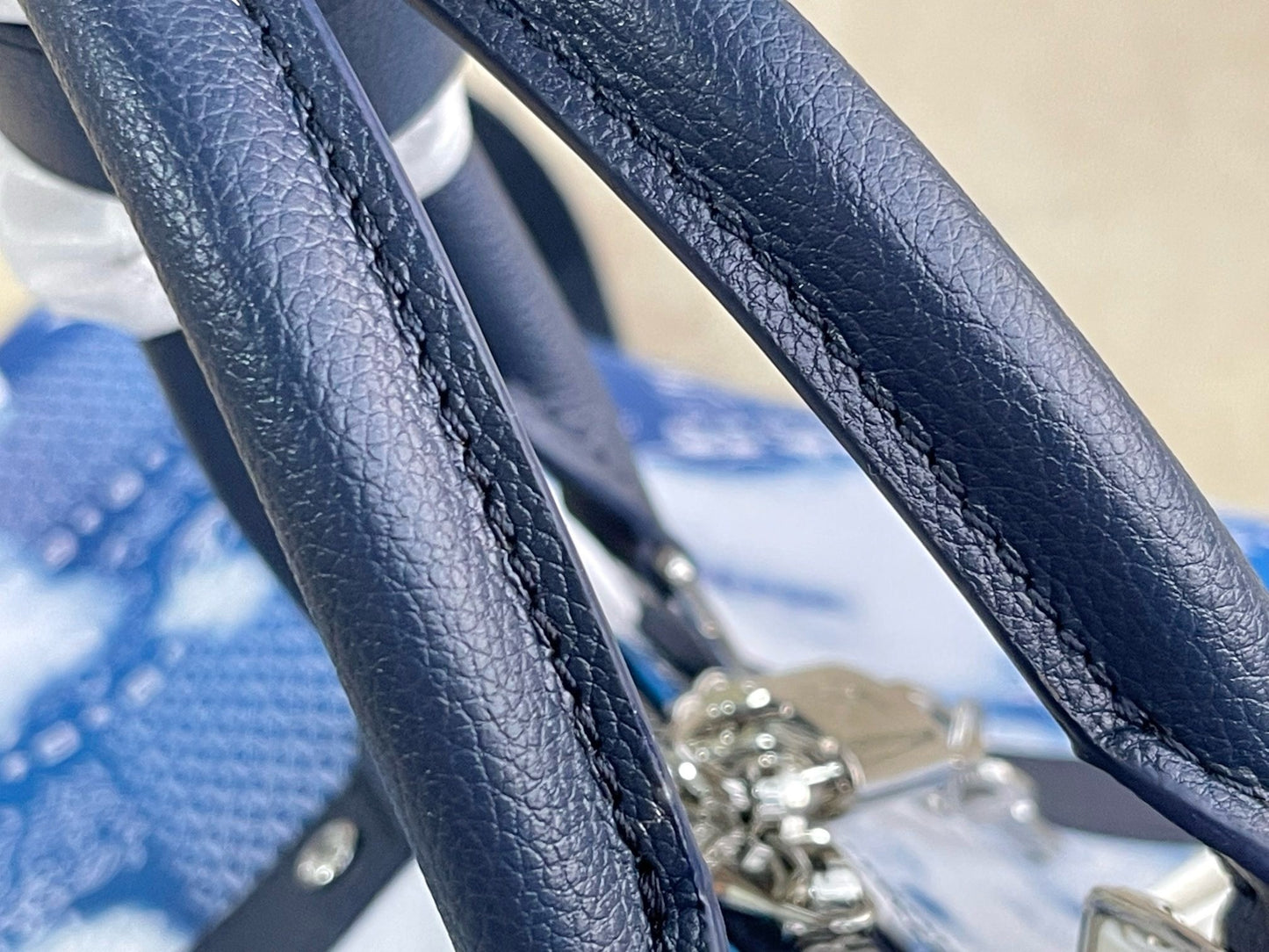 LV Monogram Bandana Keepall Bandoulière 50 – Bleached Blue and White Paisley Canvas Travel Duffel