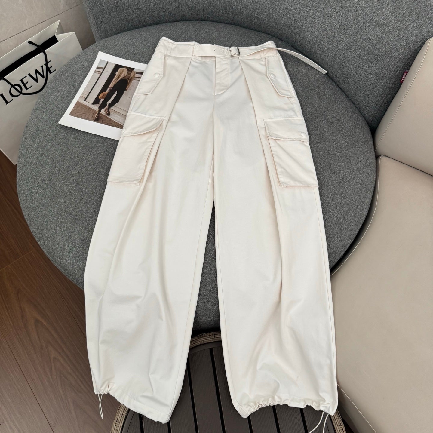LV Monogram Fil Coupé Pants – Optic White 3D Textured Cut-Thread Cotton Wide-Leg Jeans