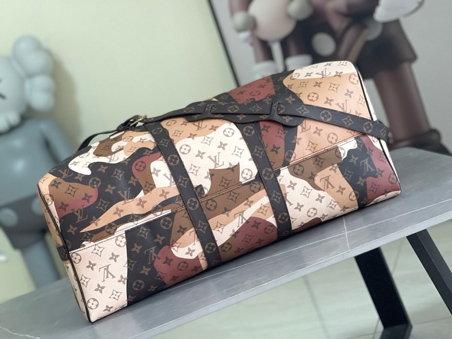 LV Keepall Bandoulière 50 Monogram Portrait Camouflage Duffle Bag – Brown Coated Canvas