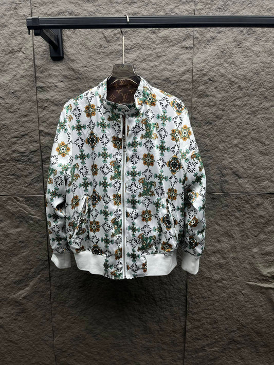 Reversible Nouveau LV Bomber Jacket – Art Nouveau Floral Silk & Classic Brown Monogram Jacquard Blouson