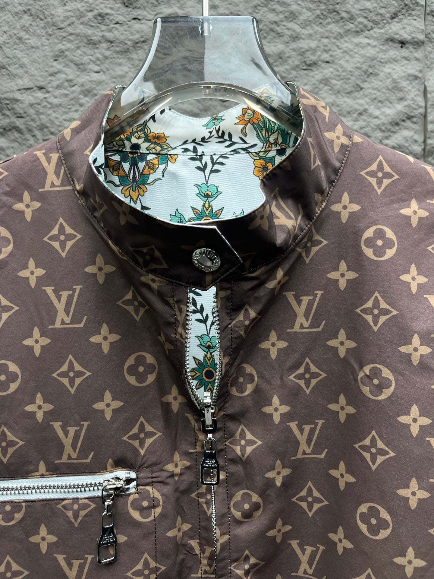 Reversible Nouveau LV Bomber Jacket – Art Nouveau Floral Silk & Classic Brown Monogram Jacquard Blouson