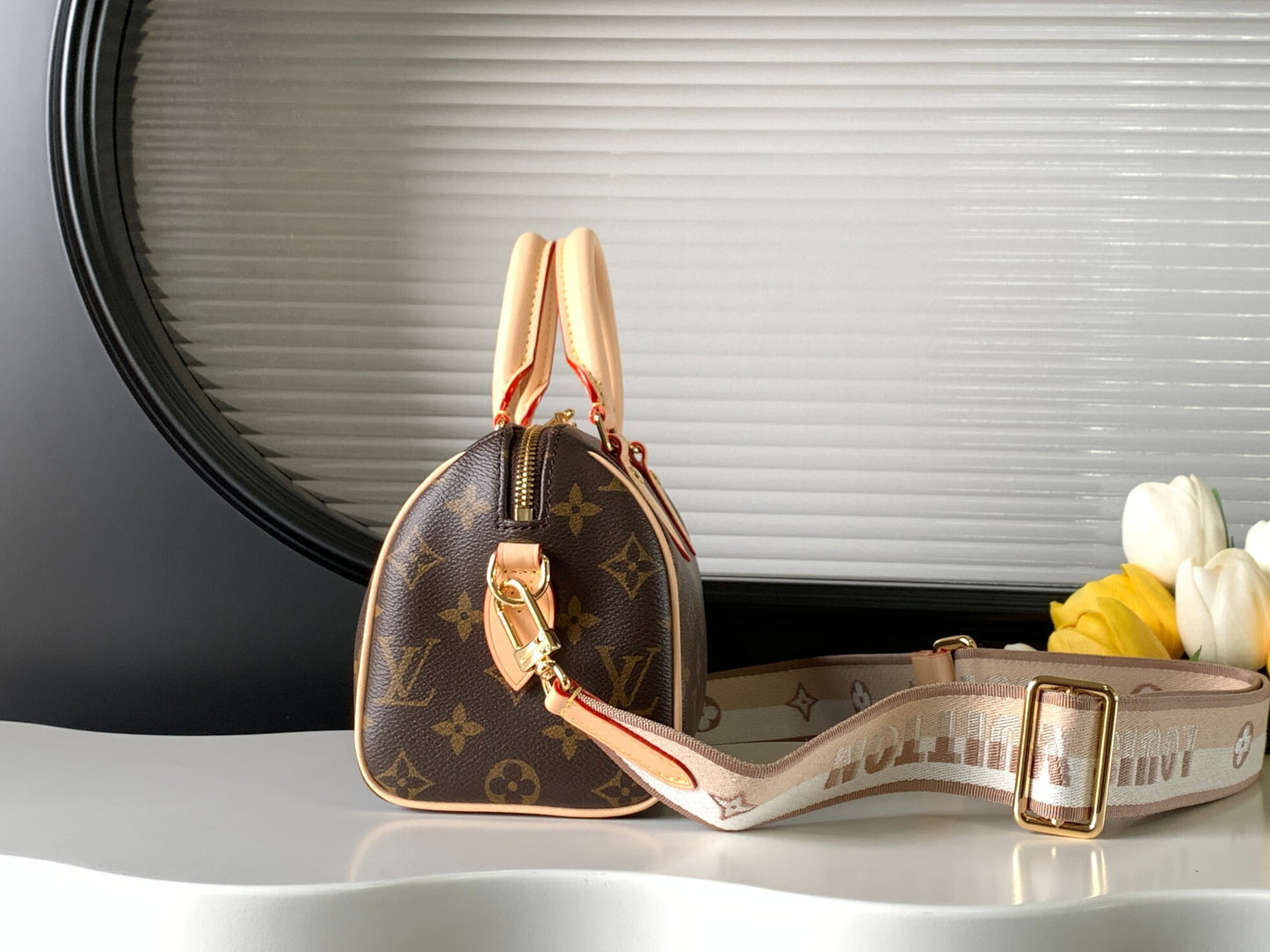 LV Speedy Bandoulière 20 – Classic Monogram Coated Canvas Micro Duffle Bag