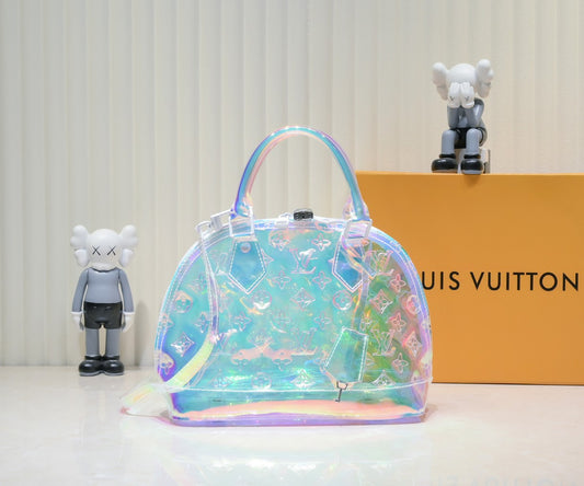 LV Monogram Prism Alma BB – Iridescent Monogram PVC with Matte White Hardware