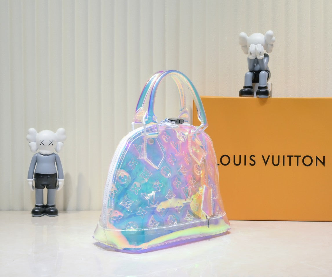 LV Monogram Prism Alma BB – Iridescent Monogram PVC with Matte White Hardware