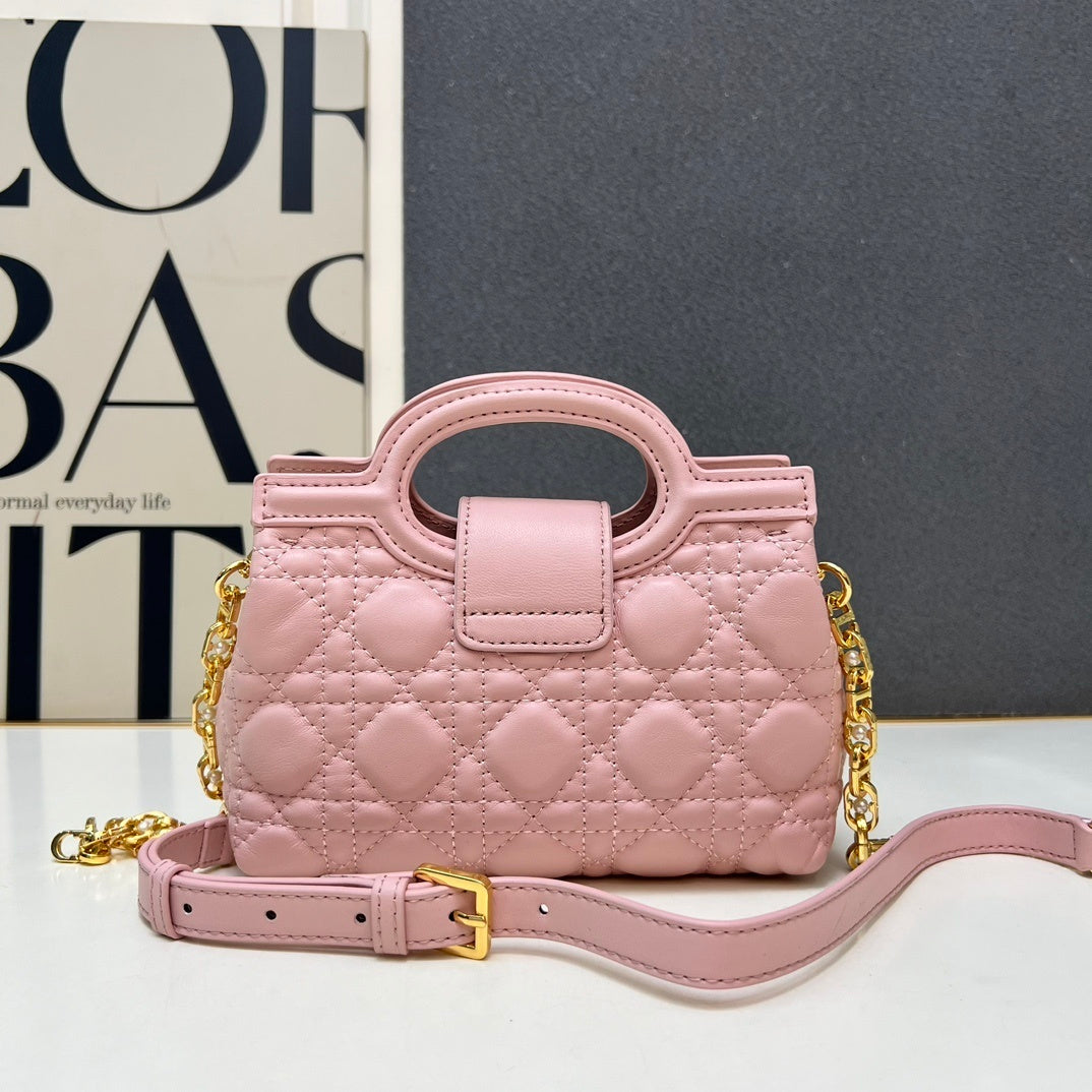 Jolie Mini Top Handle Bag – Cannage Lambskin with Gold-Finish CD Pearl Clasp