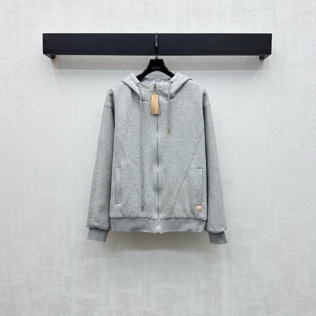 LV Accent Tracksuit Set – Premium Cotton Zipped Hoodie & Wide-Leg Sweatpants Co-Ord