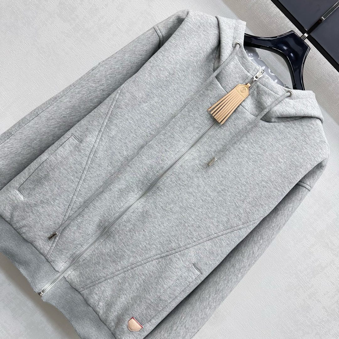 LV Accent Tracksuit Set – Premium Cotton Zipped Hoodie & Wide-Leg Sweatpants Co-Ord