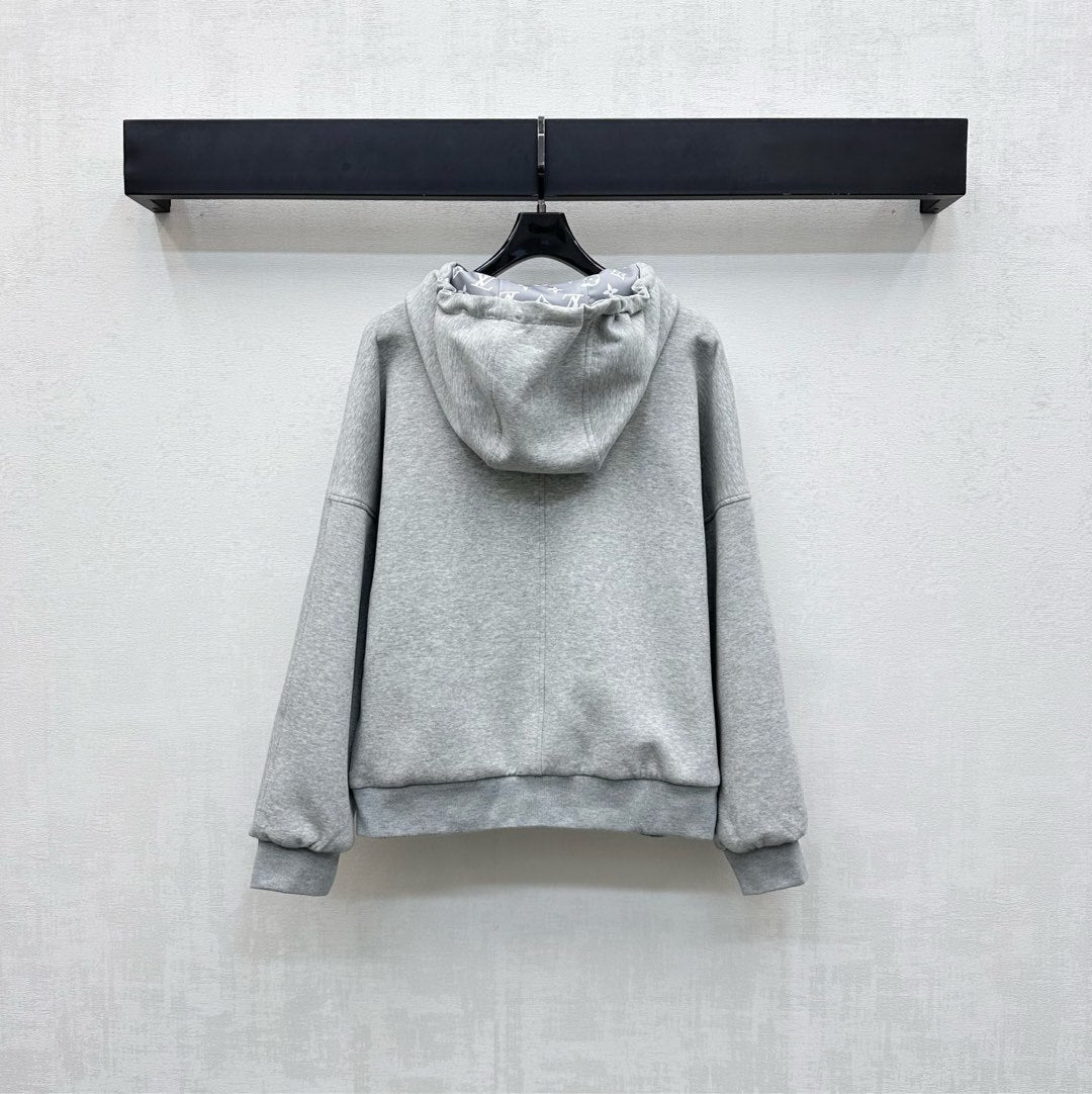 LV Accent Tracksuit Set – Premium Cotton Zipped Hoodie & Wide-Leg Sweatpants Co-Ord
