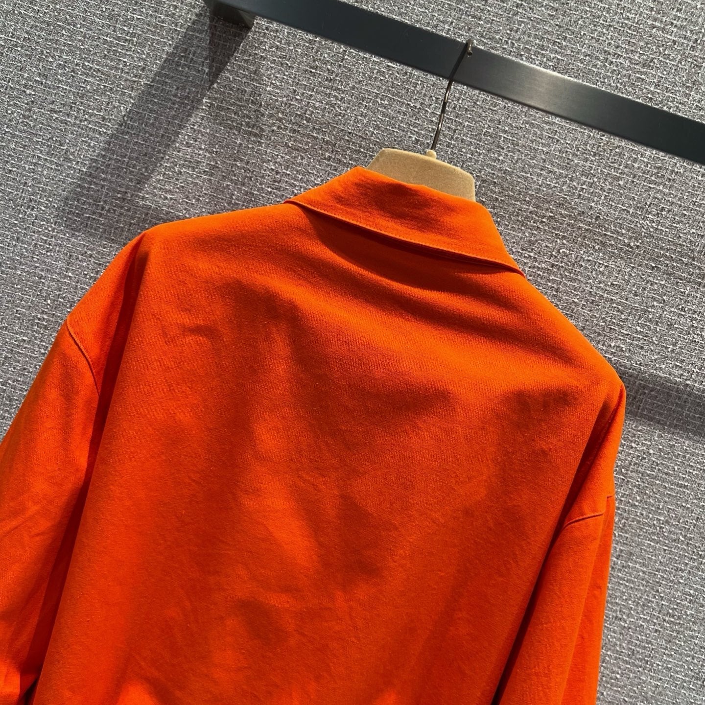 Washed Poplin Blouson Jacket – Safety Orange Oversized Cotton Windbreaker with Optic White Logo