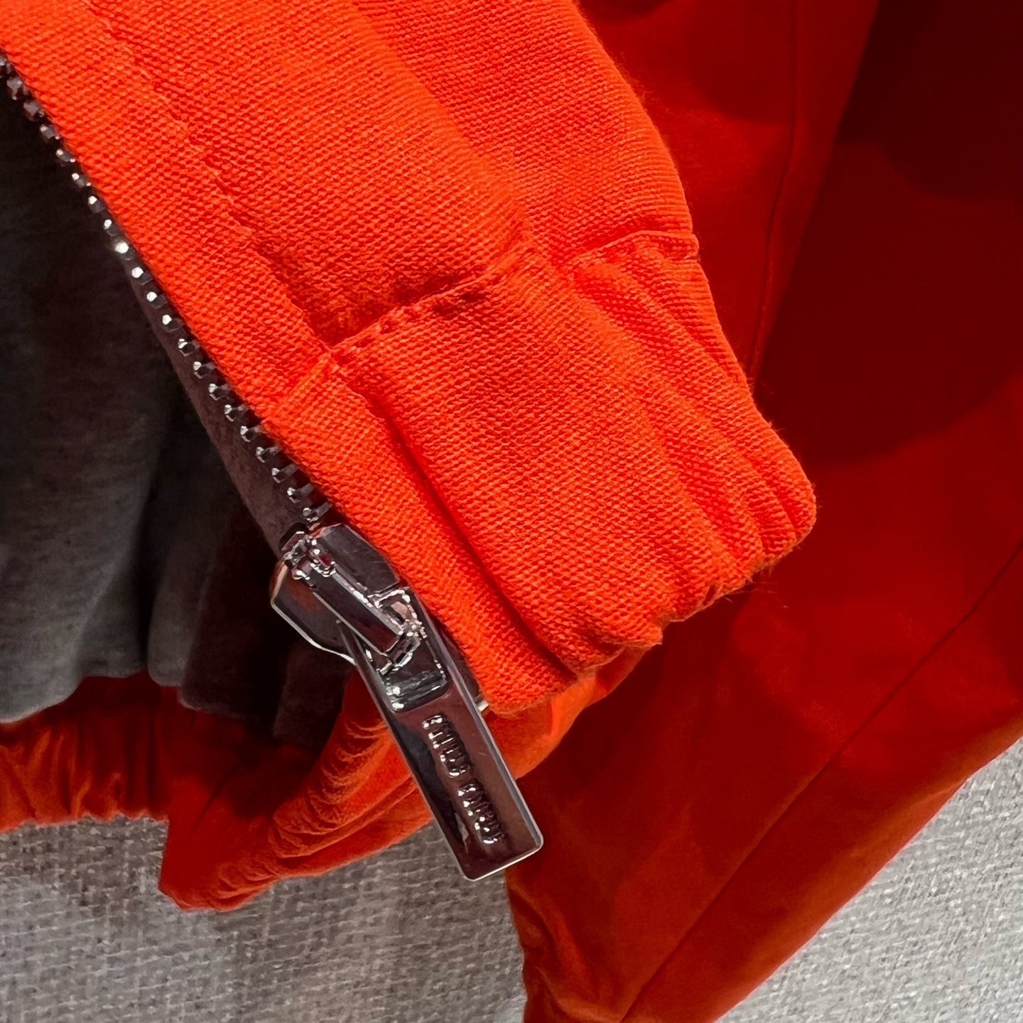 Washed Poplin Blouson Jacket – Safety Orange Oversized Cotton Windbreaker with Optic White Logo