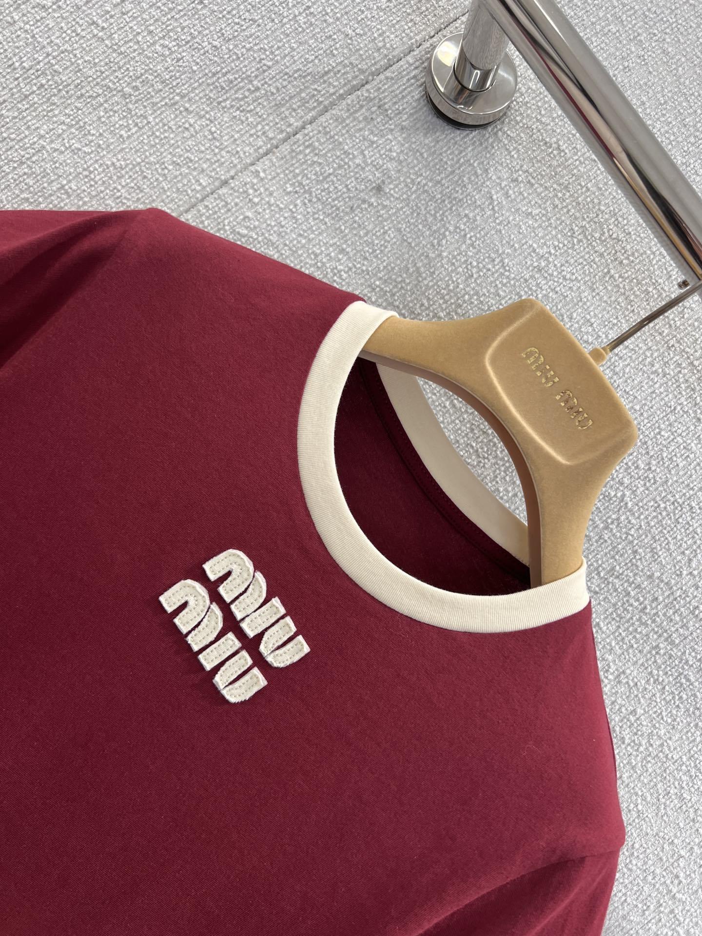 Jersey Ringer T-Shirt – Burgundy Cropped Cotton Tee with Contrast Optic White Trim