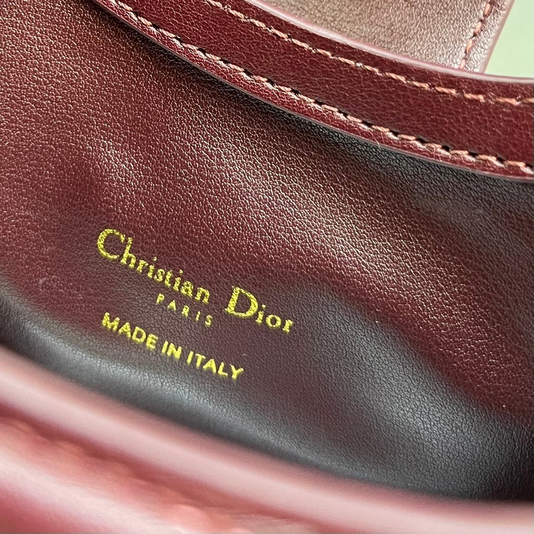 Mini Top Handle Bag – Latte/Burgundy Cannage Lambskin with Pearl CD Clasp – Cruise 2026