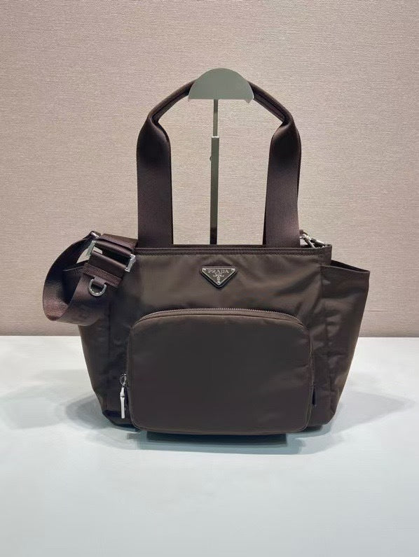 Re-Nylon Utility Tote Bag with Front Pocket & Shoulder Strap