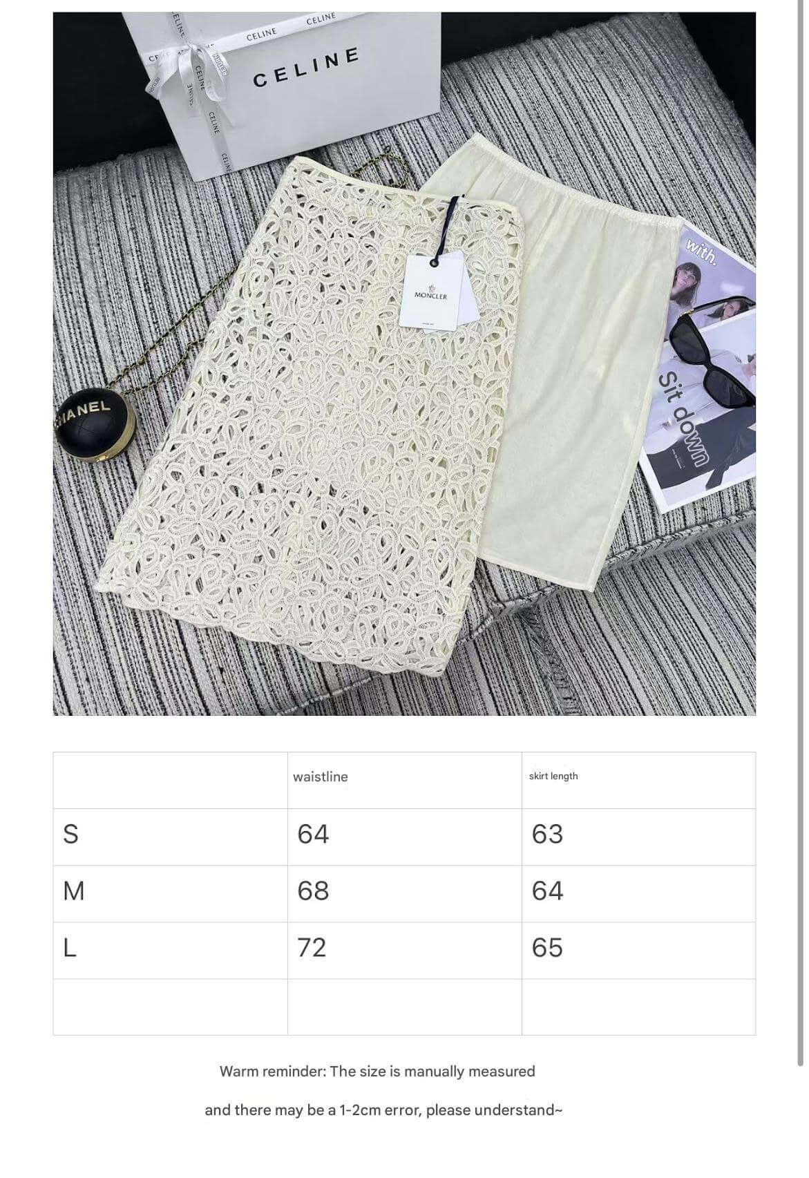 Floral Guipure Lace Pencil Skirt Set – Ivory White Open-Work Cotton-Blend Lace Overlay