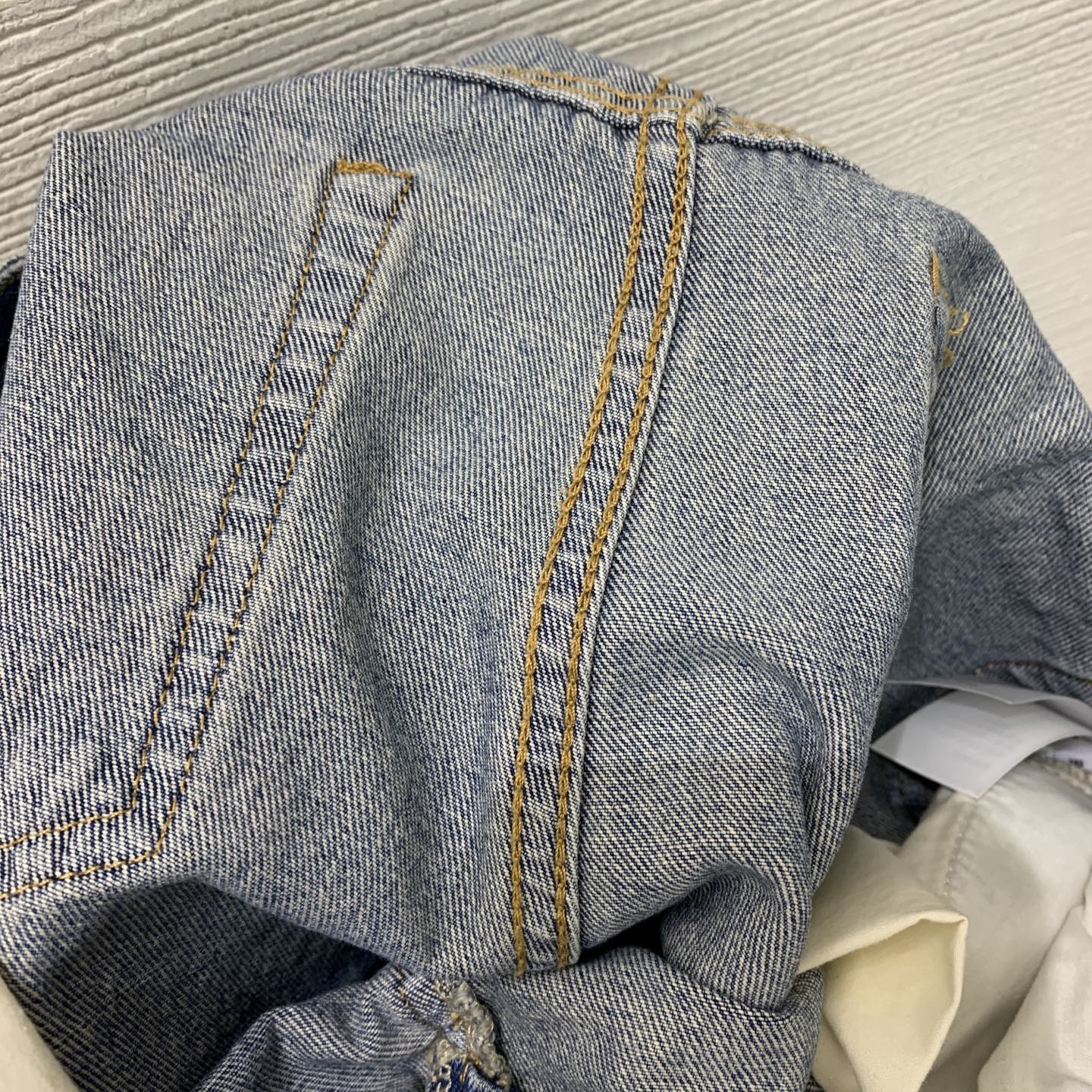 YSL Monogram Embroidered Denim Shorts – Stone-Washed Light Blue Cotton Denim High-Rise Shorts