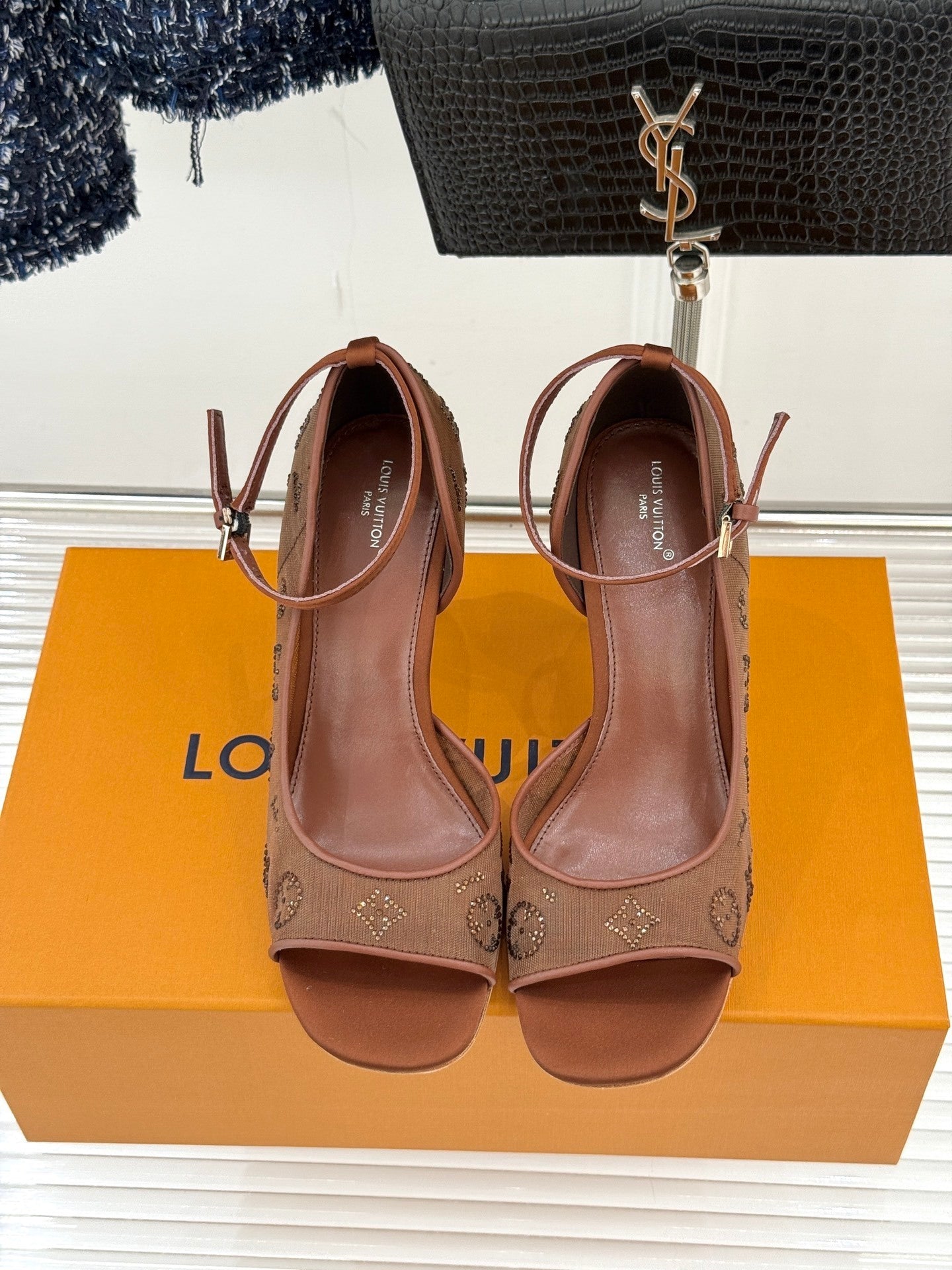 LV Gala Sandal – Rhinestone Monogram Mesh Stiletto Evening Heel