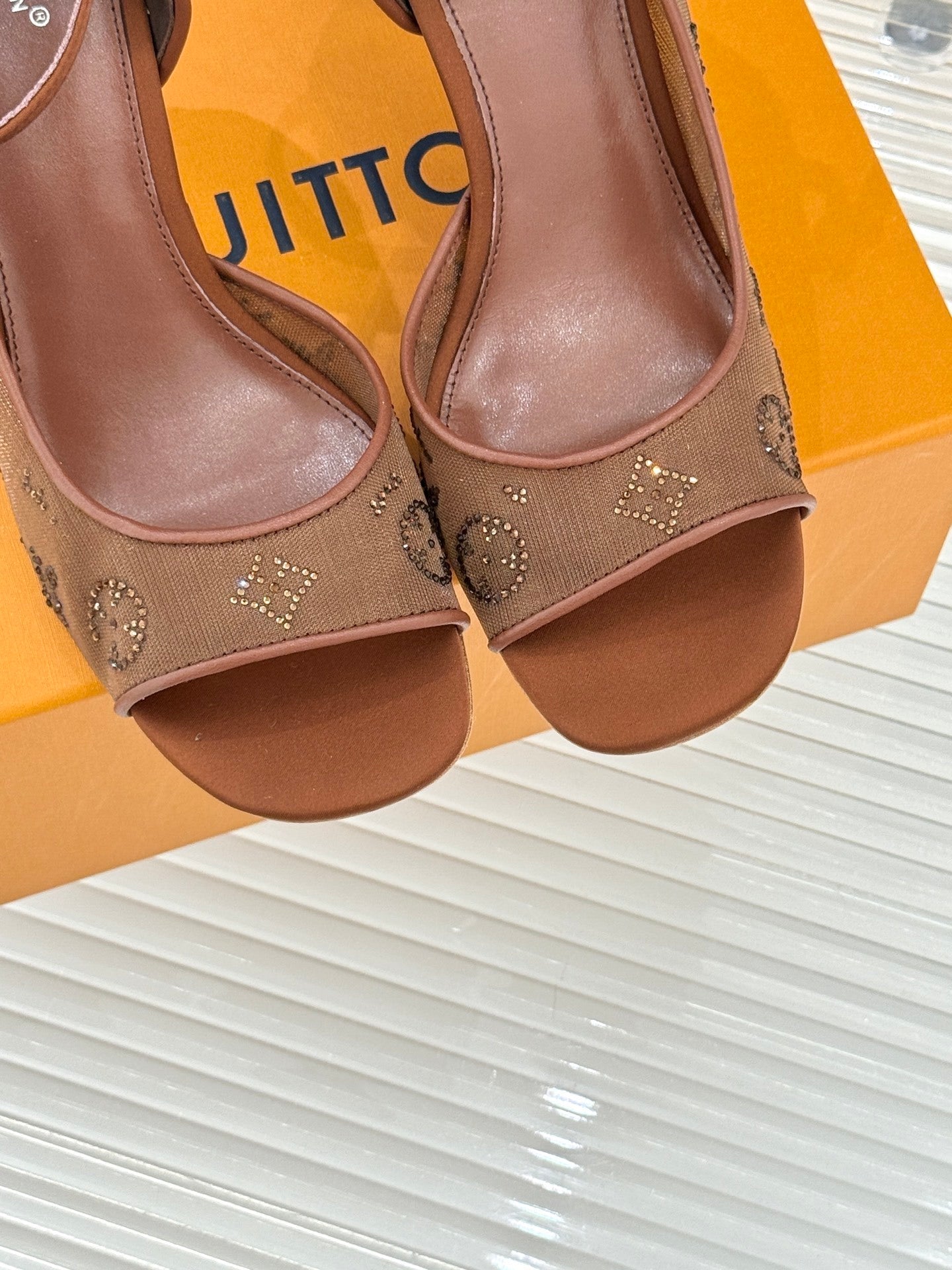 LV Gala Sandal – Rhinestone Monogram Mesh Stiletto Evening Heel