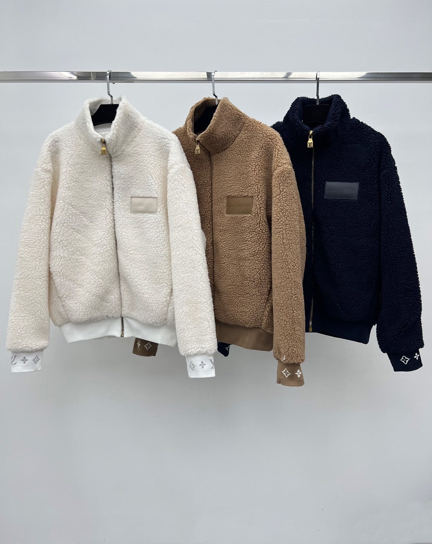 LV Monogram Trim Fleece Blouson – High-Pile Sherpa Teddy Jacket